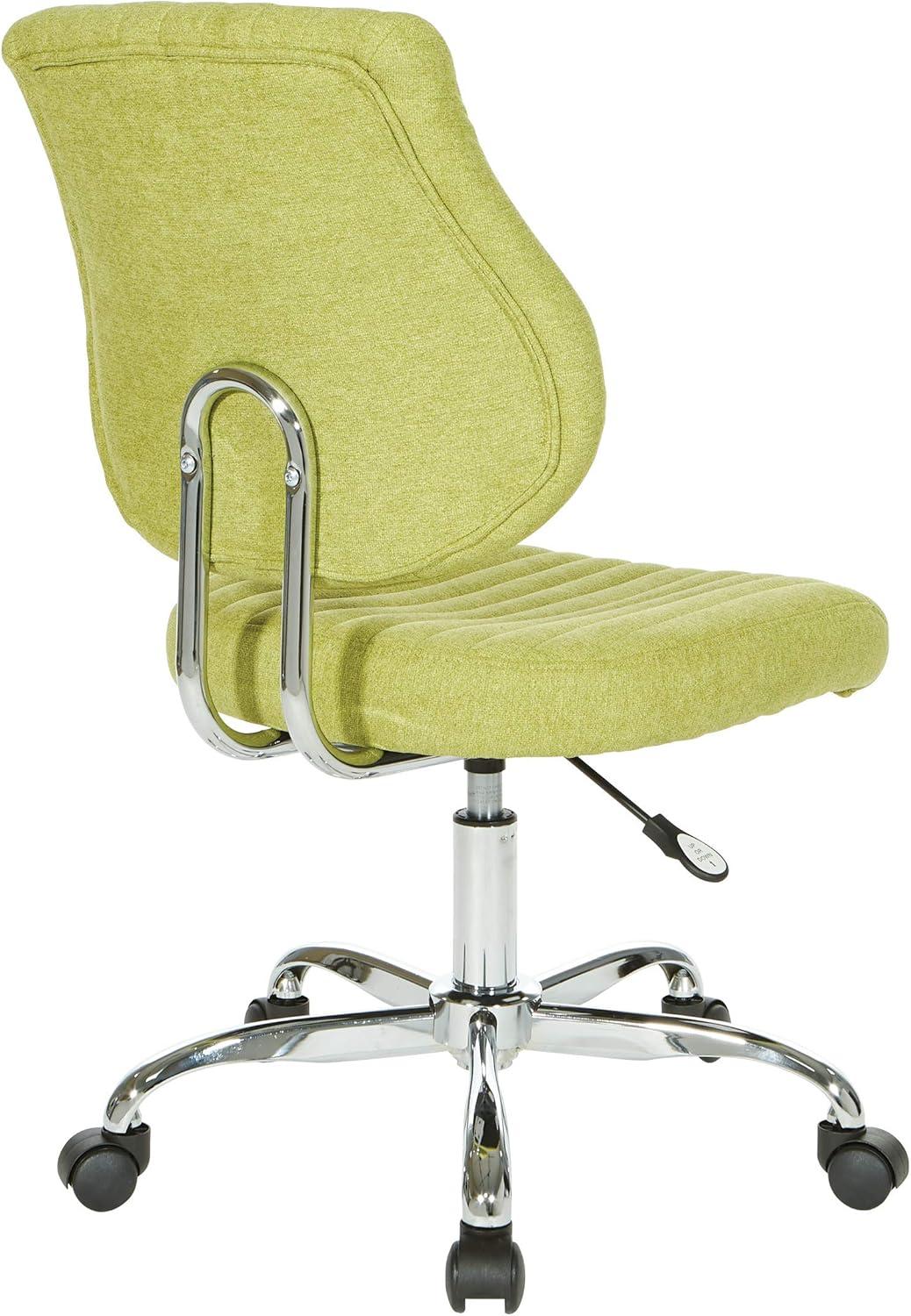 Sunnydale Office Chair in Basil Green Fabric with Chrome Base