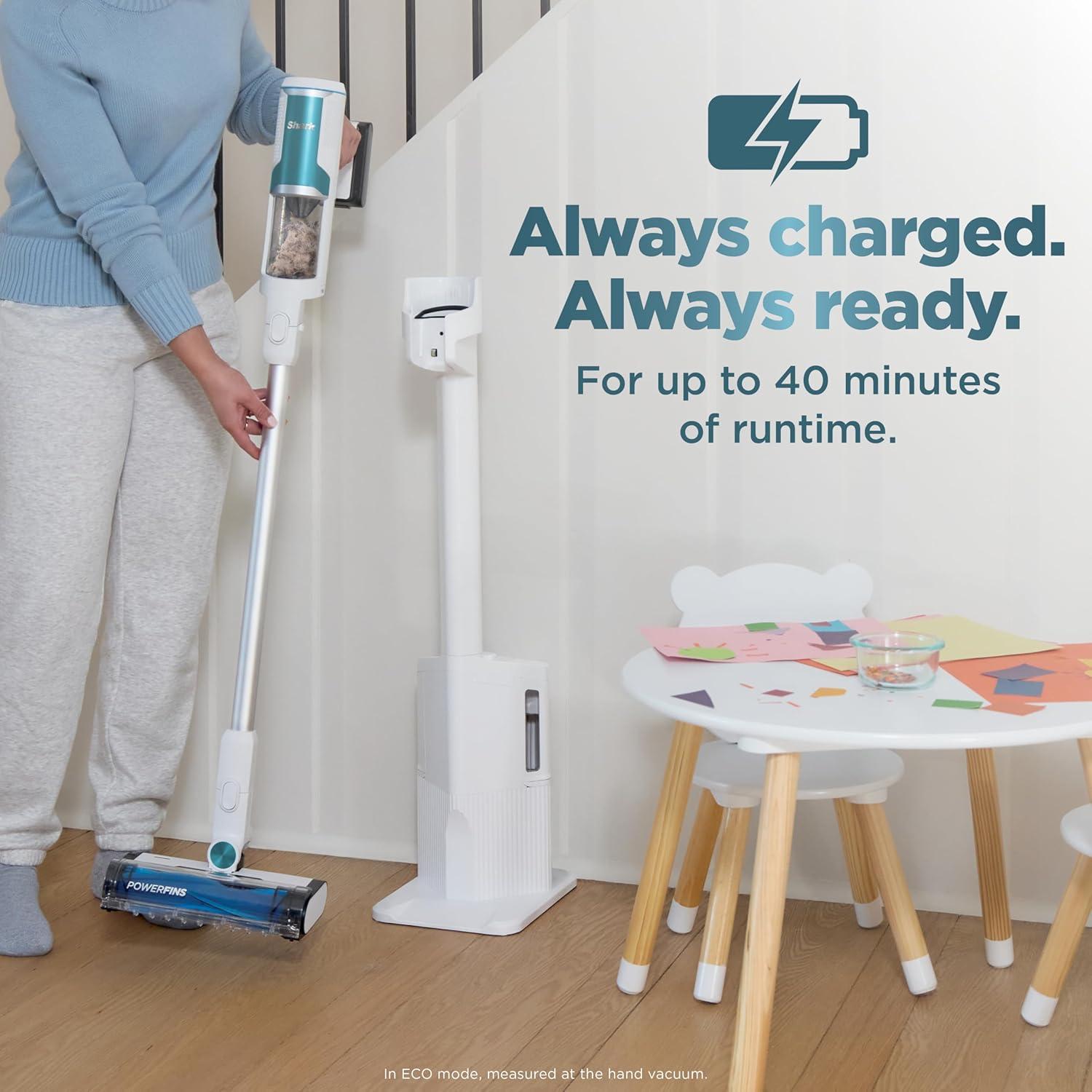 Shark Clean & Empty Cordless Stick Vacuum & Auto-Empty System with PowerFins Brushroll BU3521: Bagless, 40 Min Run Time