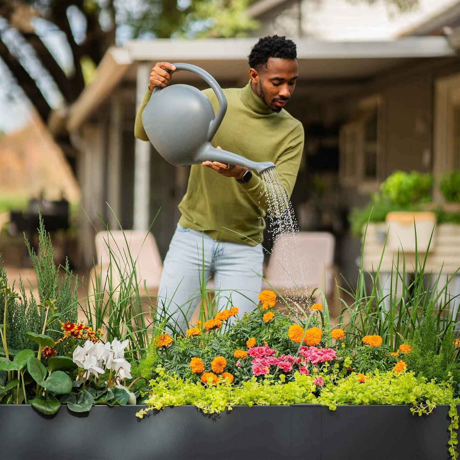 Modern 17" Tall Metal Outdoor Long Planter Box