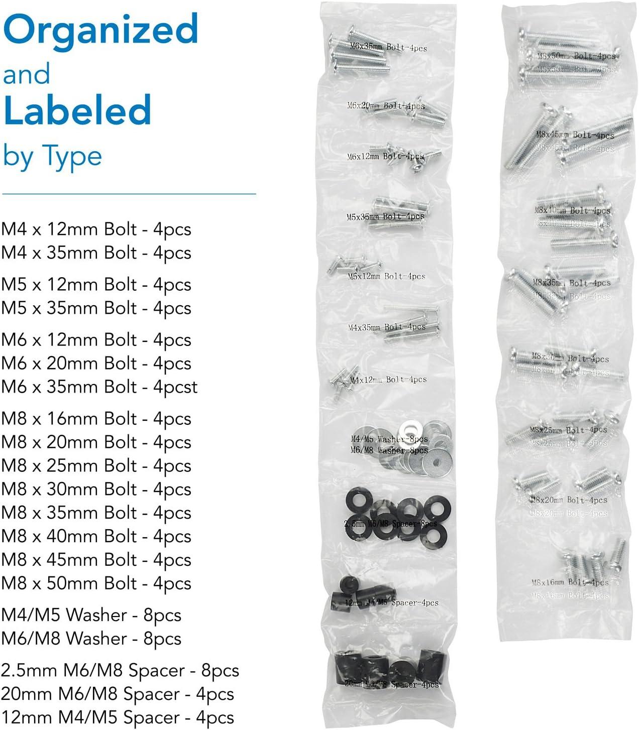 Mount-it Mount-It! TV Mounting Hardware Kit, VESA Wall Mount Screw, Washer, Spacer Pack for TVs and Monitors