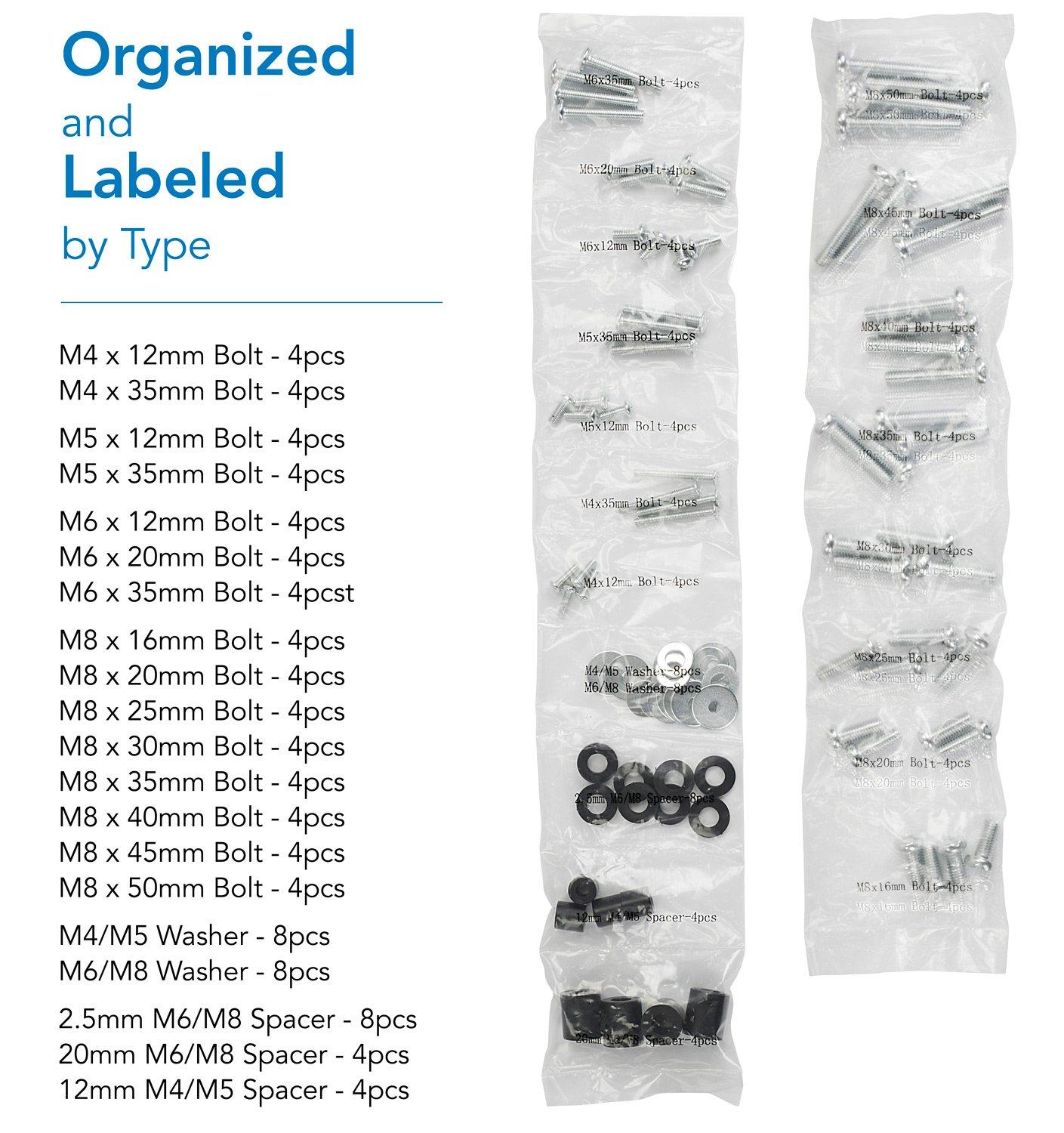 Mount-it Mount-It! TV Mounting Hardware Kit, VESA Wall Mount Screw, Washer, Spacer Pack for TVs and Monitors