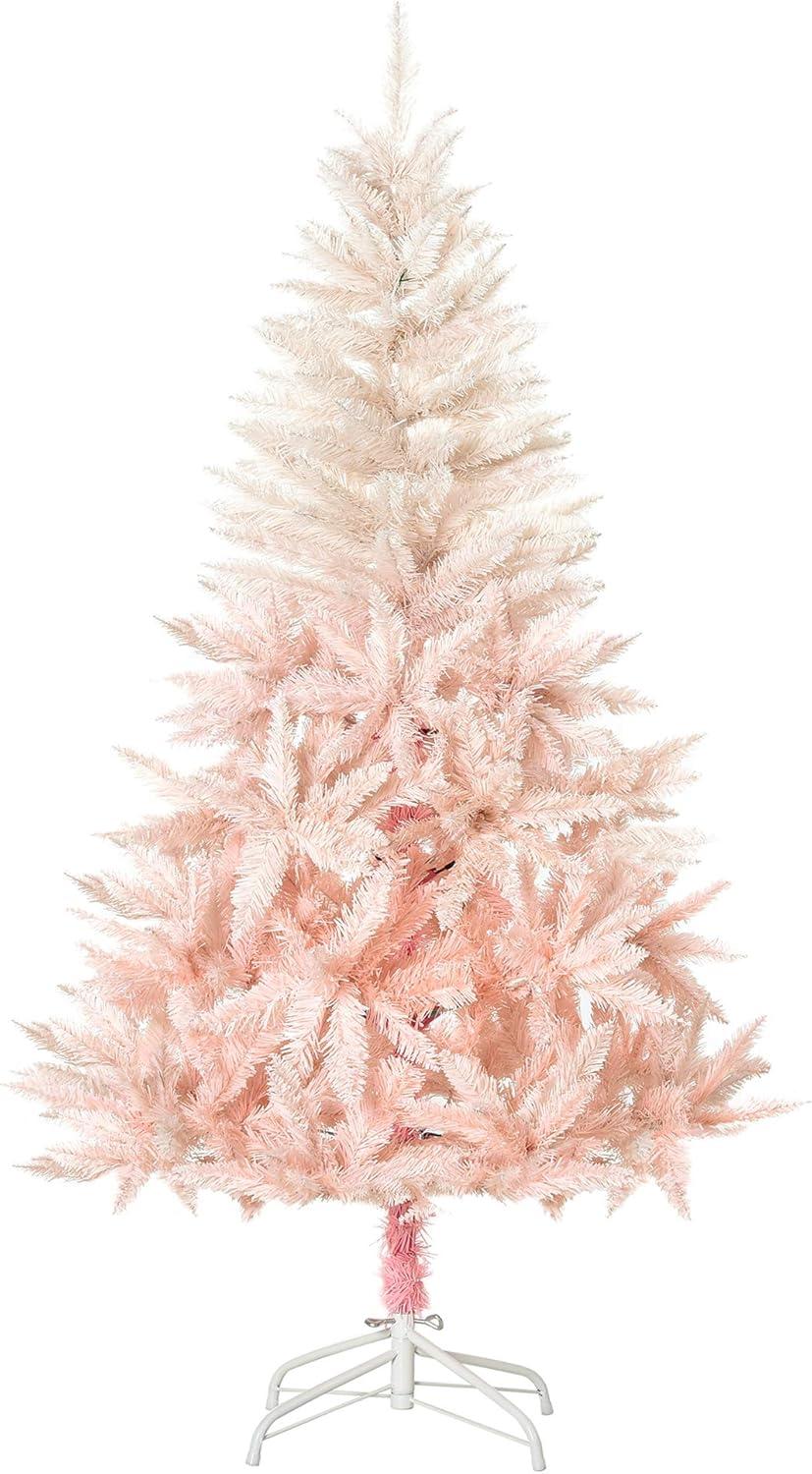 HOMCOM 7ft Unlit Spruce Artificial Christmas Tree with Realistic Branches and 1000 Tips, Pink