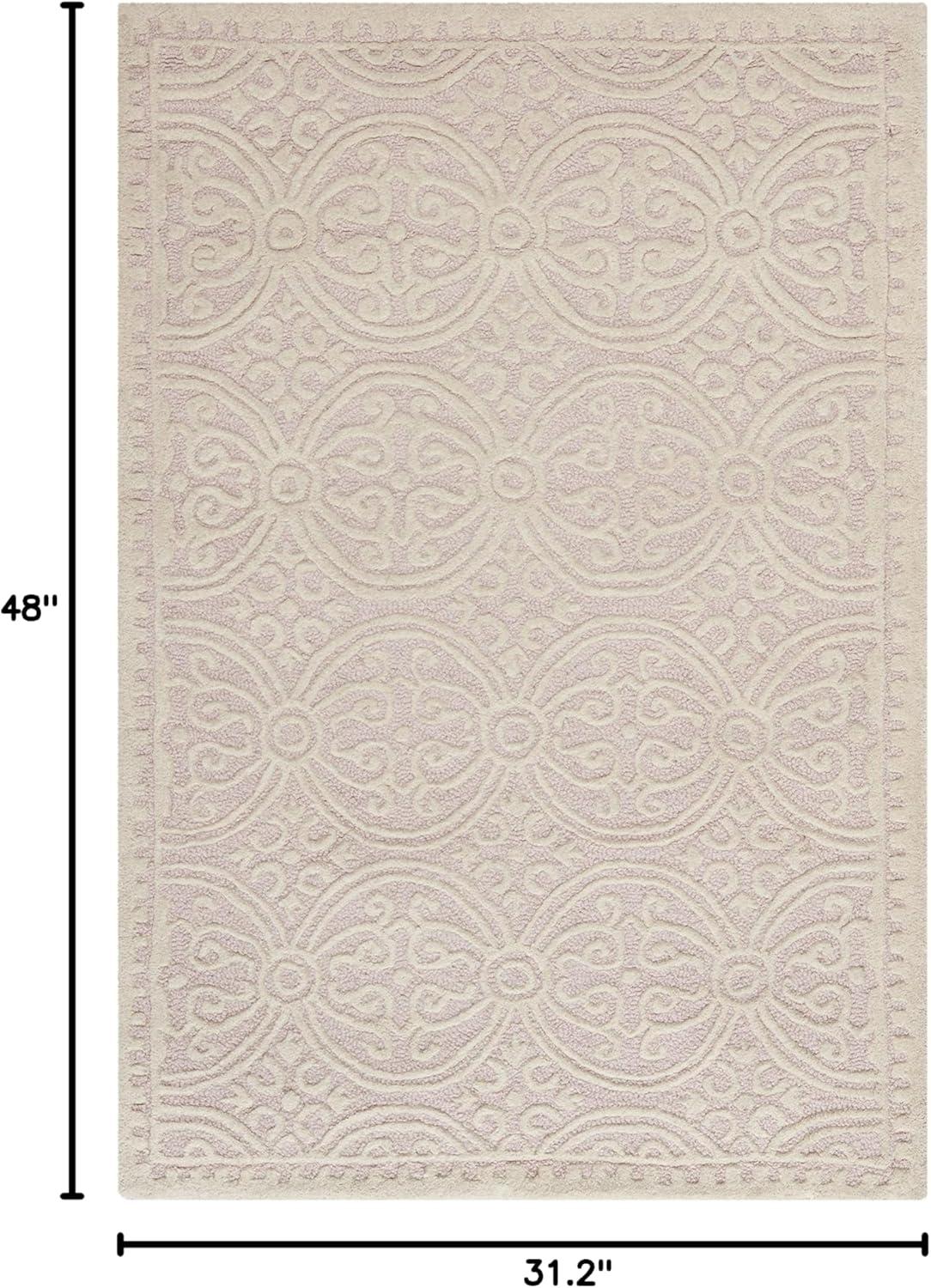 SAFAVIEH Cambridge Leslie Geometric Wool Area Rug, Light Pink/Ivory, 2'6" x 4'