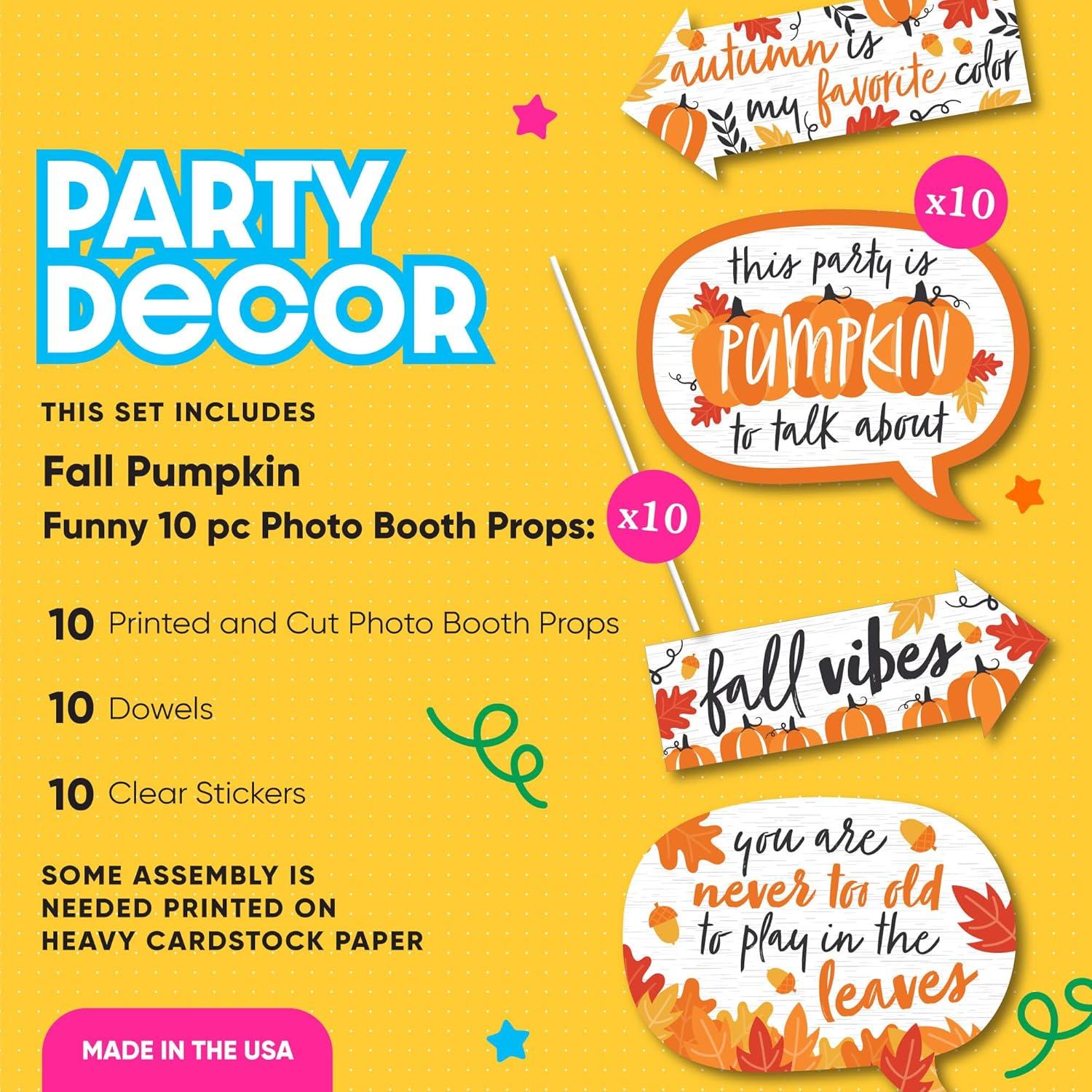 Big Dot of Happiness Funny Fall Pumpkin - Halloween or Thanksgiving Party Photo Booth Props Kit - 10 Piece