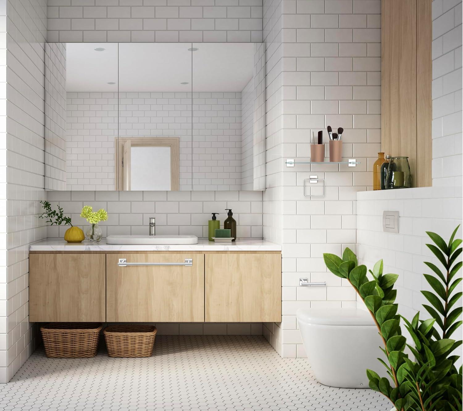 Gatco Mode Towel Ring | Wall Mounted 5.75" W Square Shape Towel Holder for Bathroom, Kitchen 5612