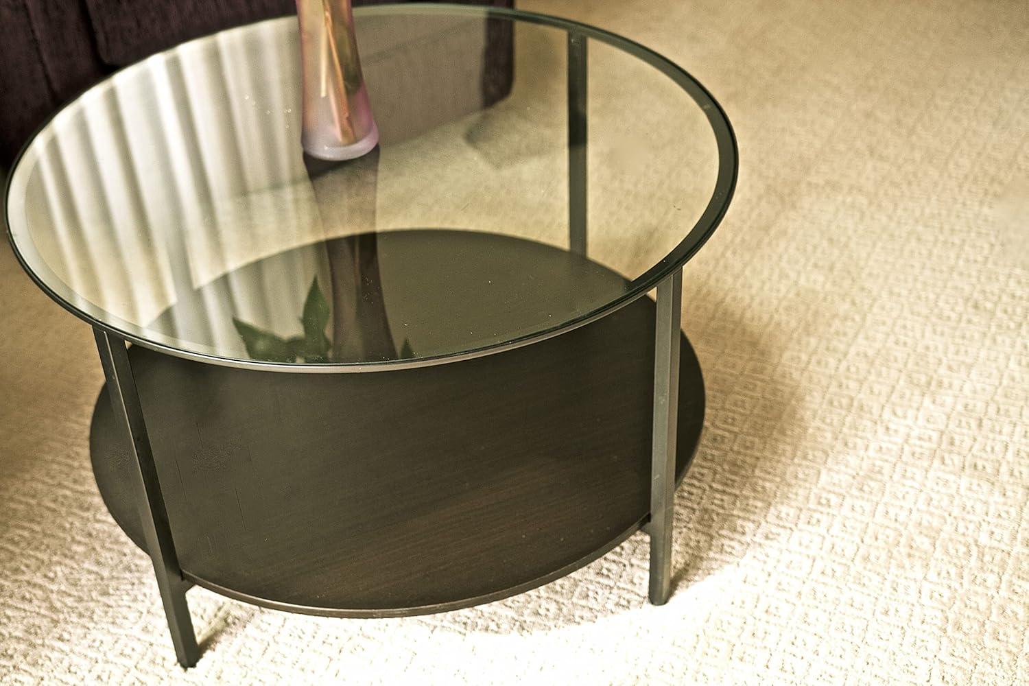 Fab Glass and Mirror Round 0.37 in. Thick Pencil Polish Tempered Glass Table Top