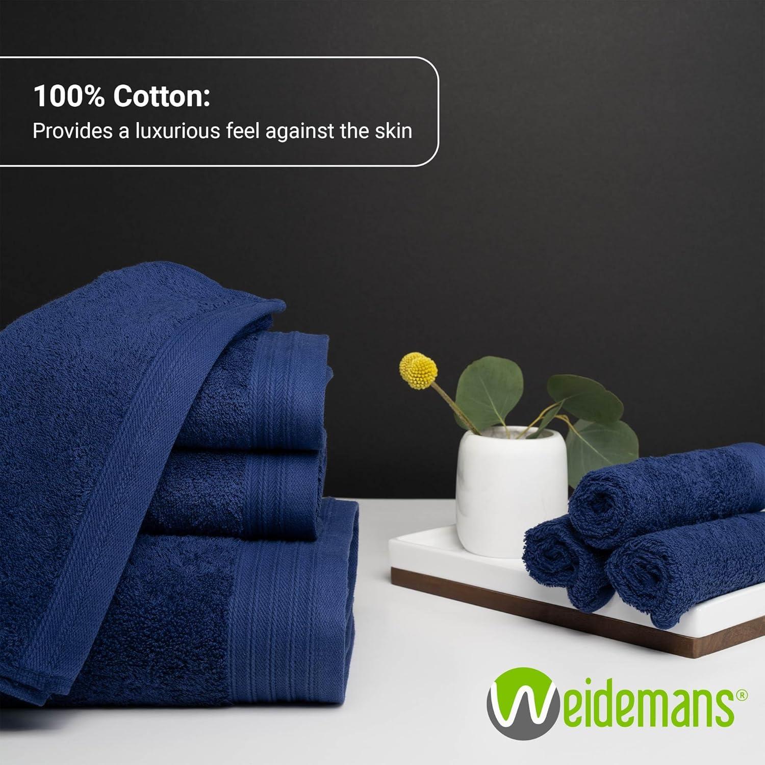 Navy Blue 100% Cotton Hand Towels Set of 4