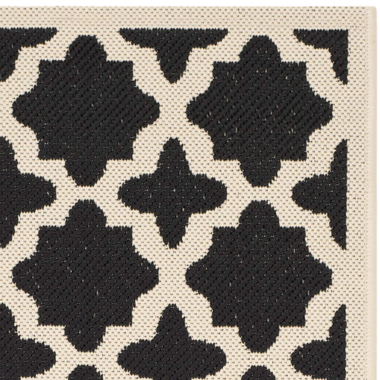 Courtyard CY6913 Power Loomed Indoor and Outdoor Area Rug - Black/Beige - 4'x4' - Safavieh