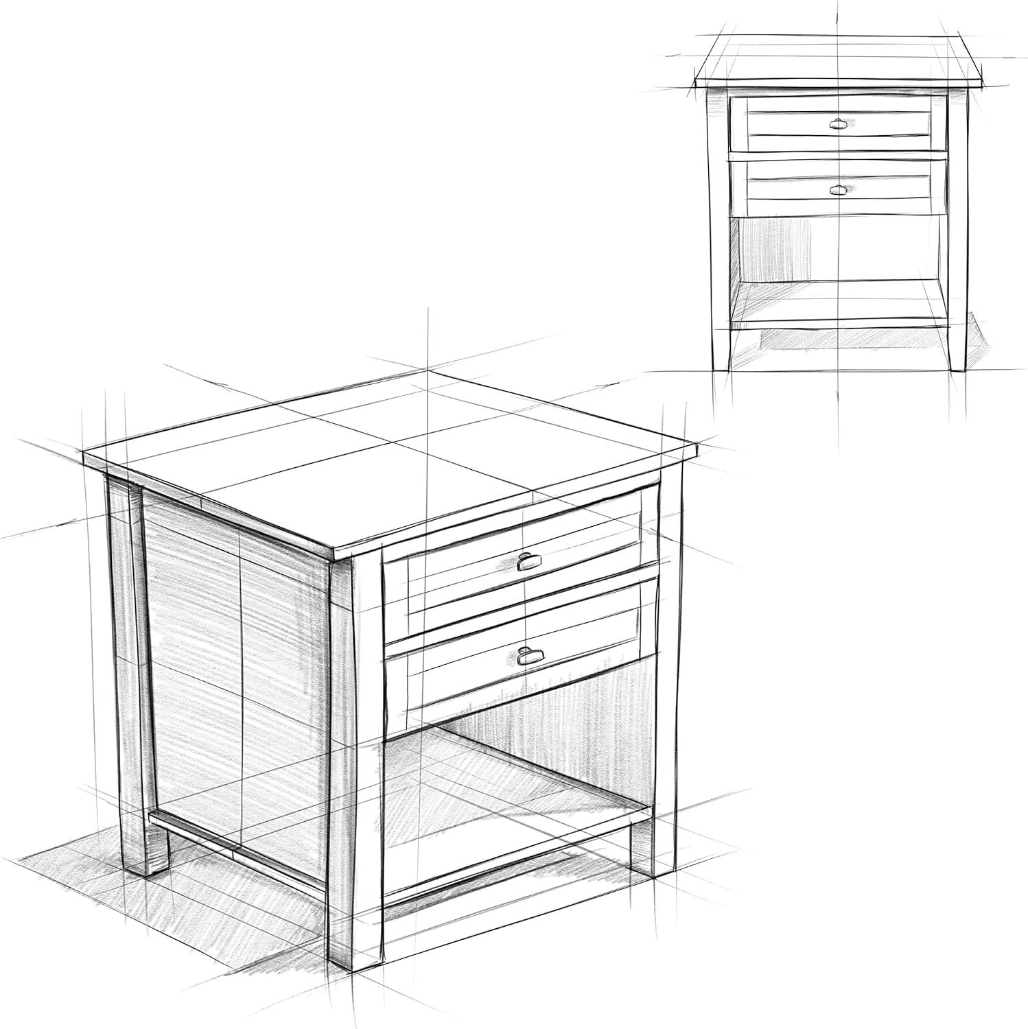 Simpli Home Warm Shaker 24"W Solid Wood Bedside Table with Two Drawers