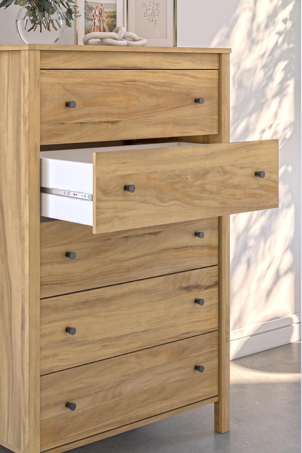 Signature Design by Ashley Bermacy 5 Drawer Tall Dresser, Light Brown