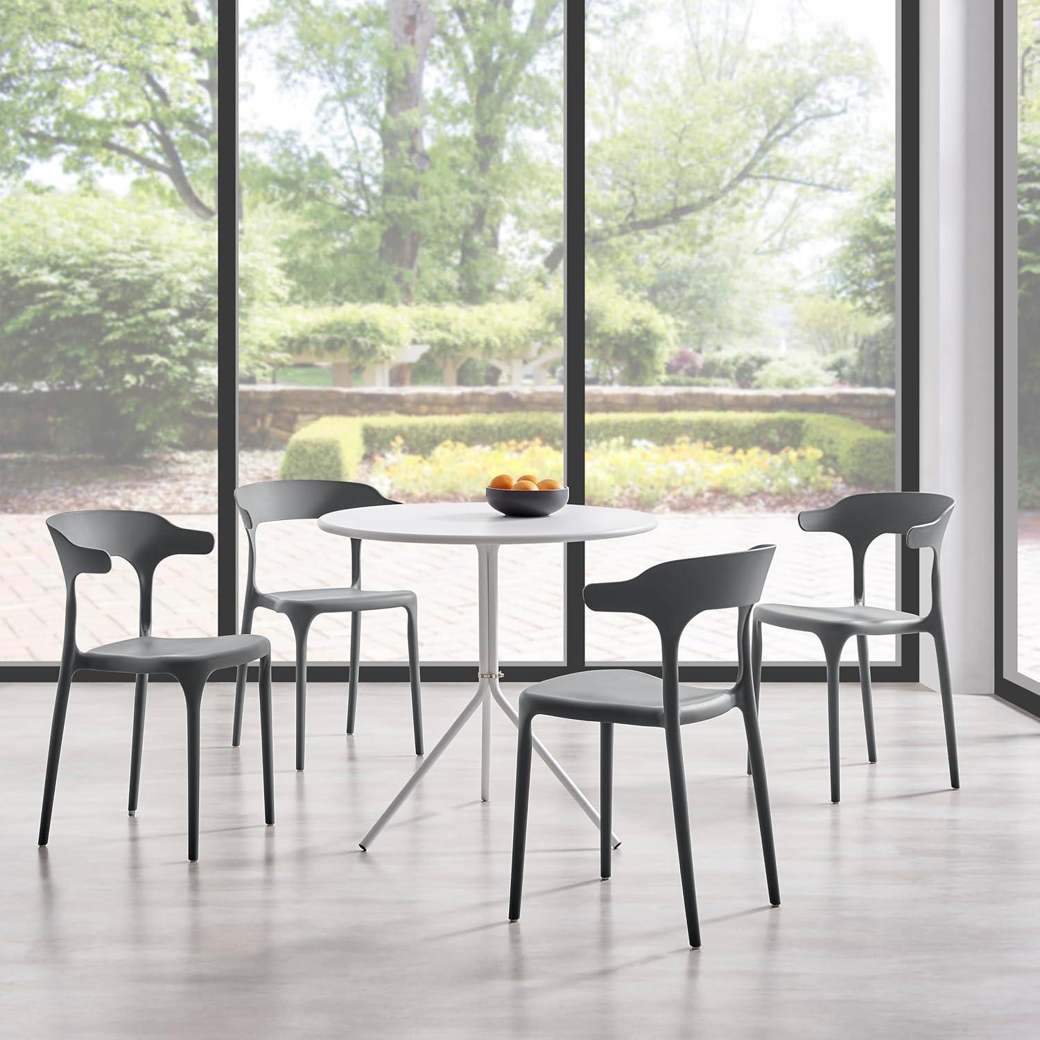 Modern Stackable Dining Chair Set, No Assembly, Plastic Chair, Patio Chair, Suitable for Indoor and Outdoor Cafes and Restaurants, Set of 4 (Pistachio Green)