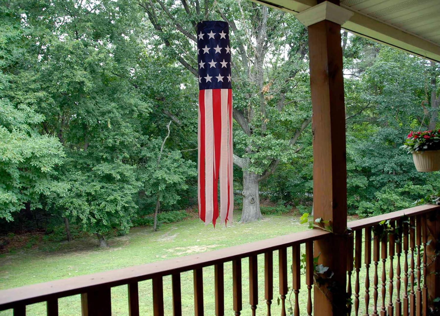 40-Inch Patriotic Stars and Stripes Polyester Windsock