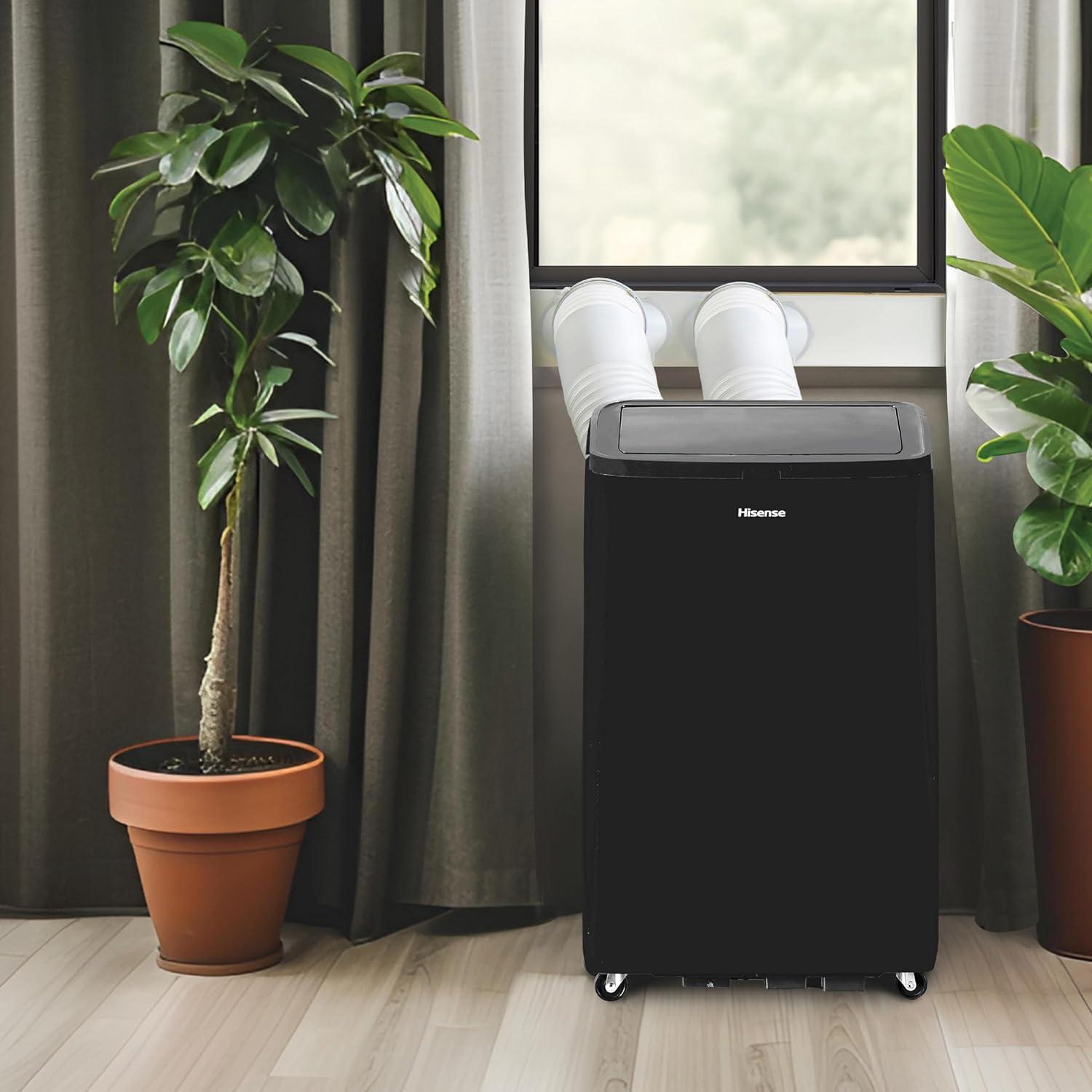 HiSense Hisense 10,000 BTU Smart Portable Inverter Air Conditioner with Quiet, High Efficiency Operation and Wi-fi Controls, AC Unit for Apartment, Living Room, Medium Rooms up to 450 Square Feet in Black