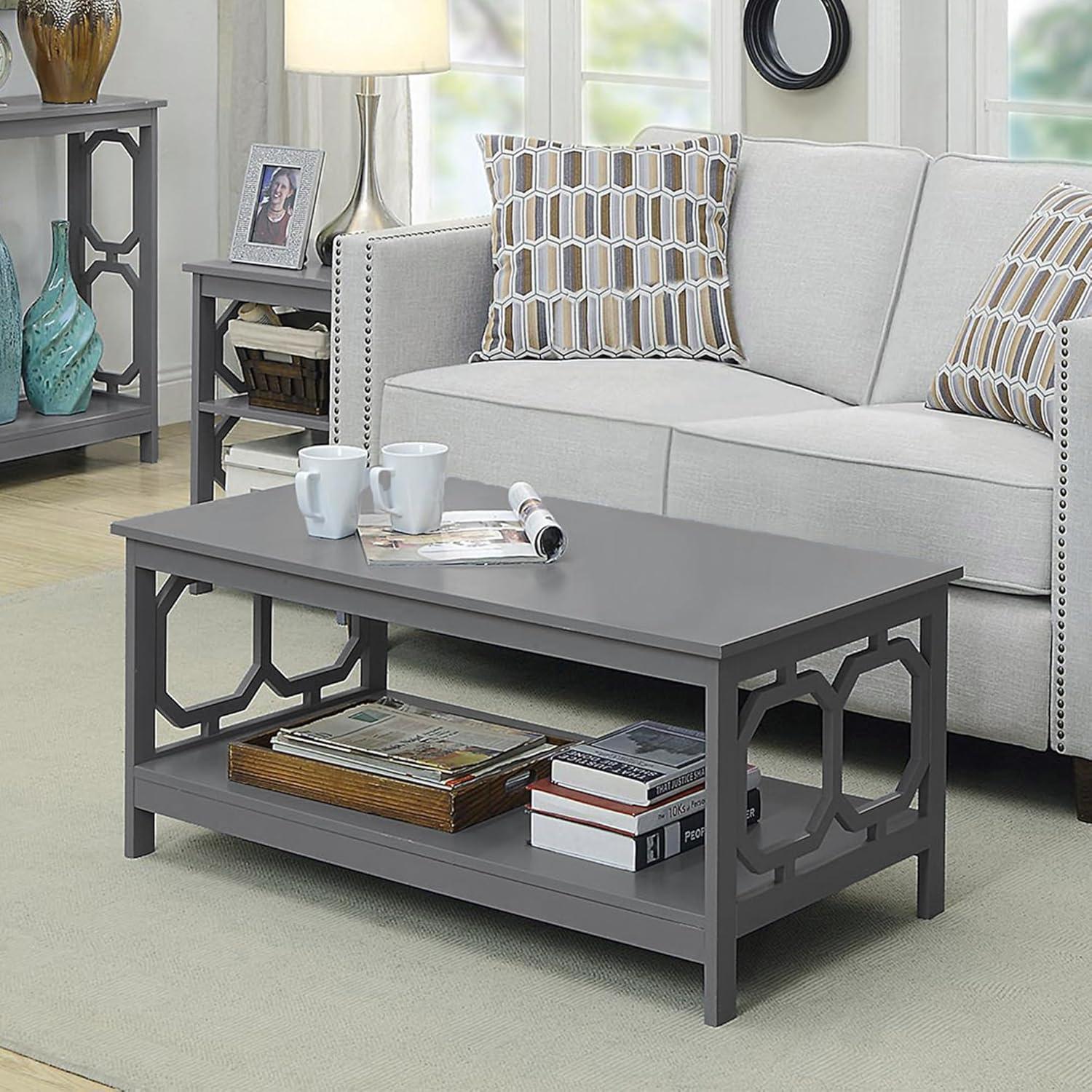 Convenience Concepts Omega Coffee Table with Shelf, Gray