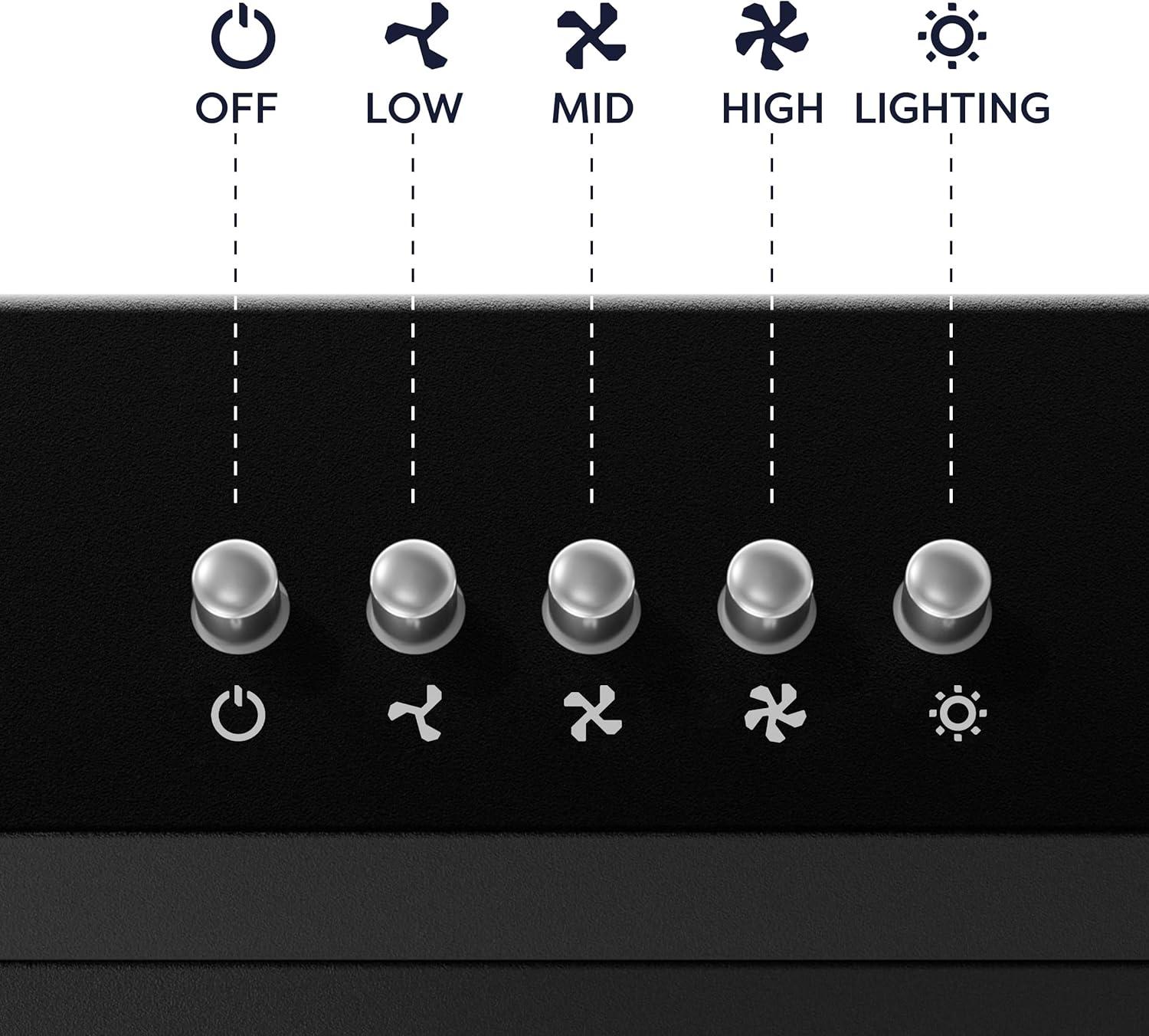 CIARRA Black Range Hood 30 inch Under Cabinet with Ductless Ducted Convertible Slim Kitchen Hood CAB90575