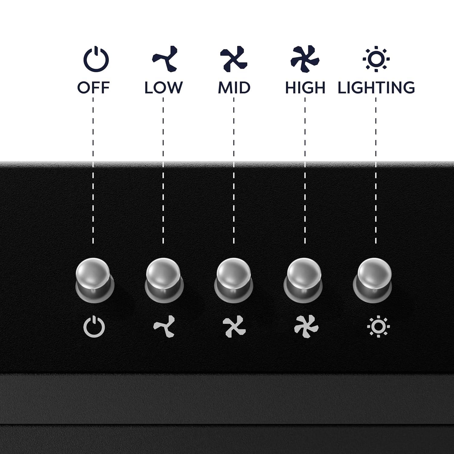 CIARRA Black Range Hood 30 inch Under Cabinet with Ductless Ducted Convertible Slim Kitchen Hood CAB90575