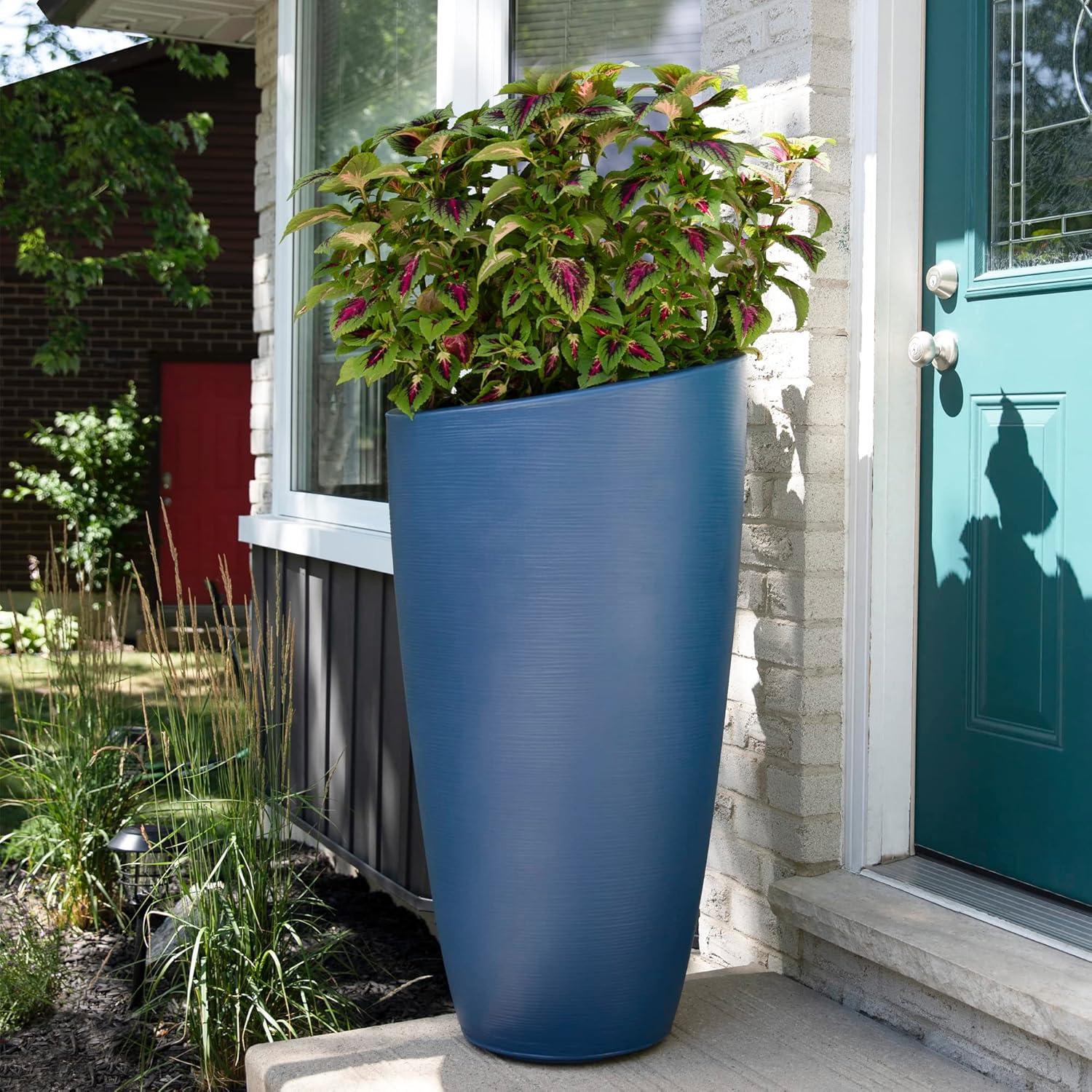 Neptune Blue Tall Polyethylene Outdoor Planter