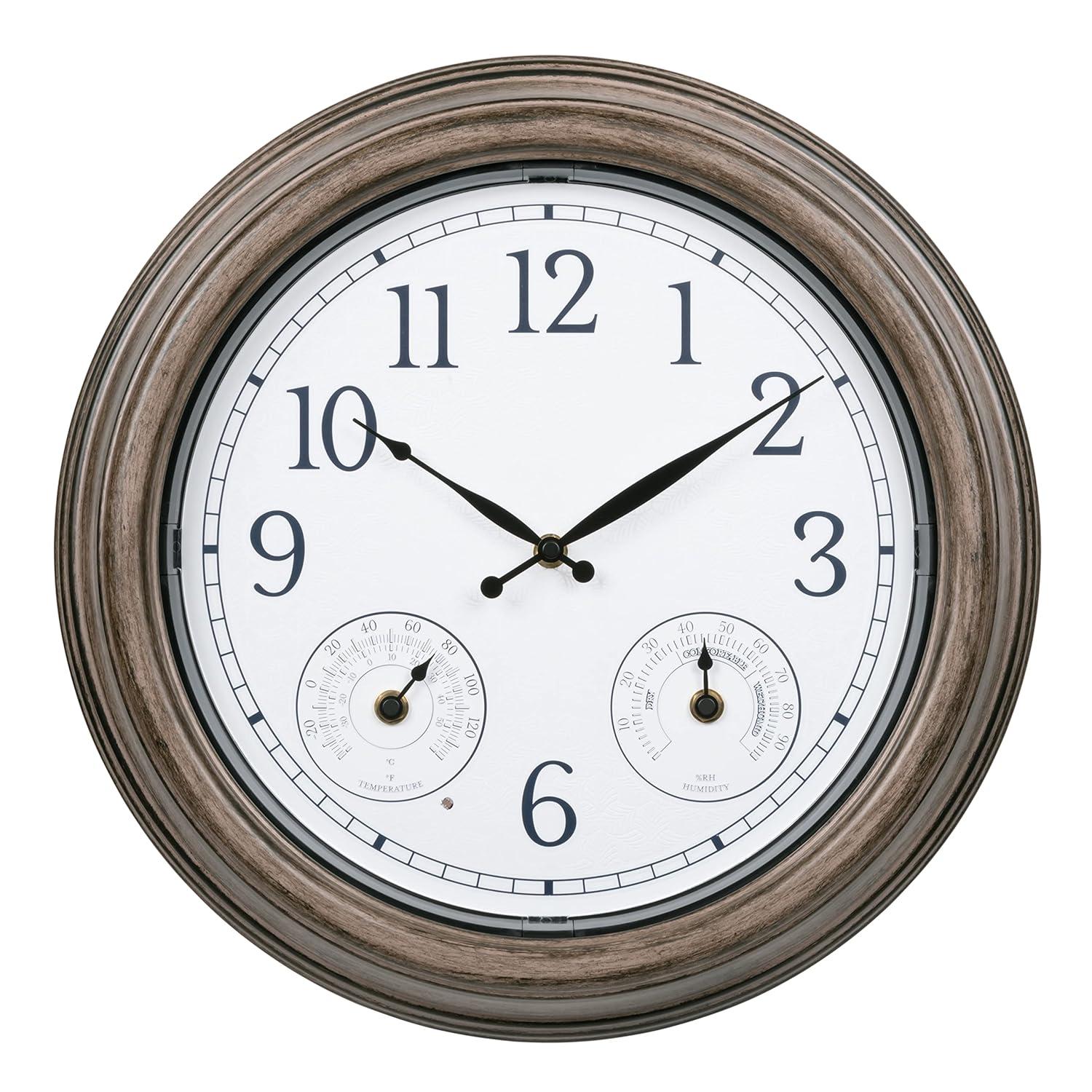 15.5" Brown Plastic Outdoor Analog Clock with Lighted Leaves