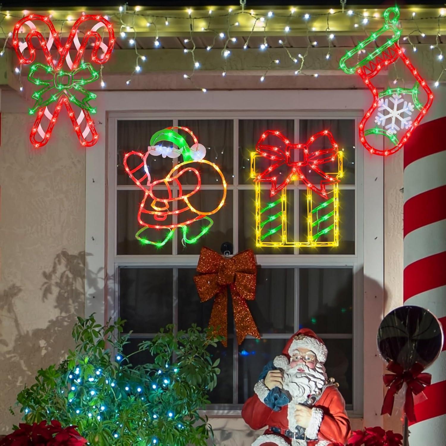 Multi-Color LED Christmas Window Silhouette Lights Set