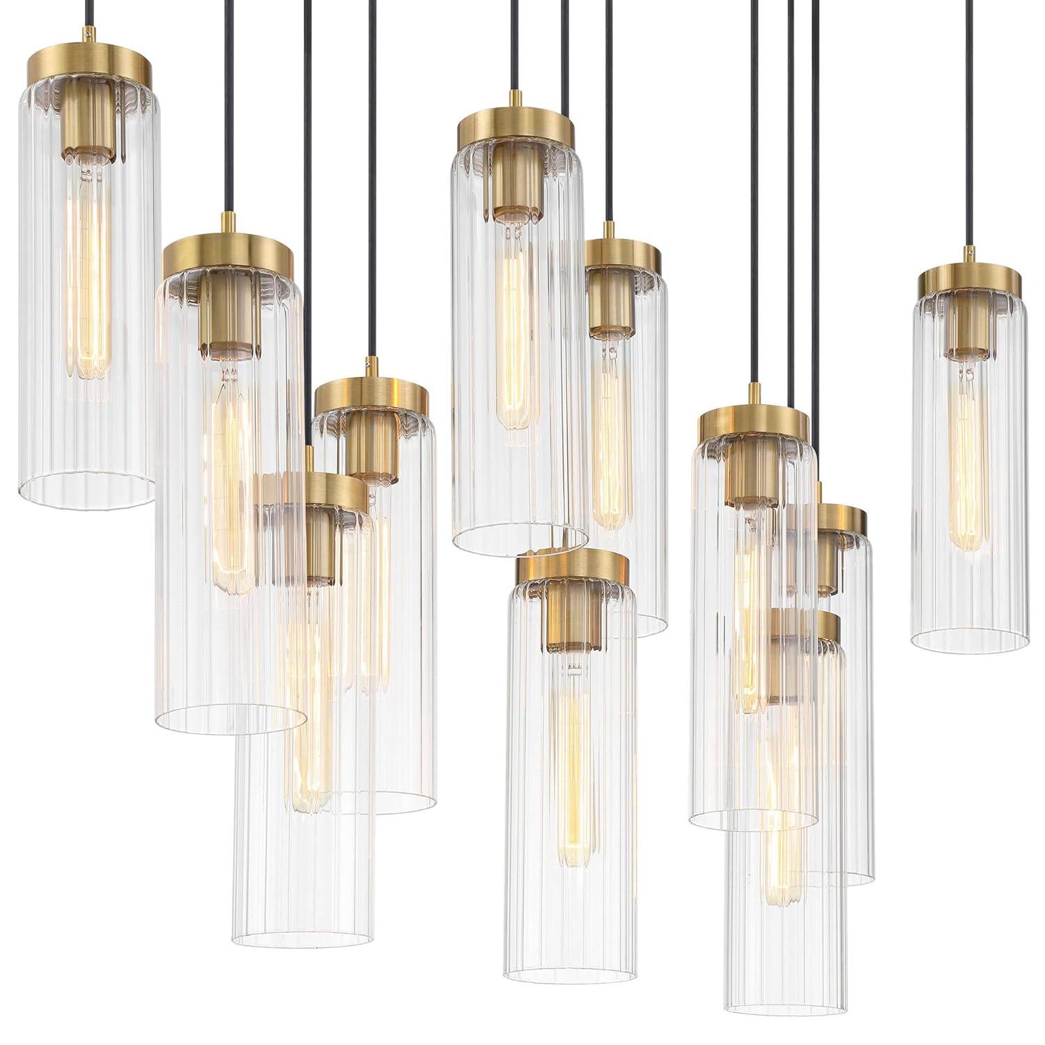 Possini Euro Design Marika 32" Modern Pendant Chandelier Ceiling Light Fixture Dining Room Over Table Kitchen Island Multi-Light Soft Gold Finish