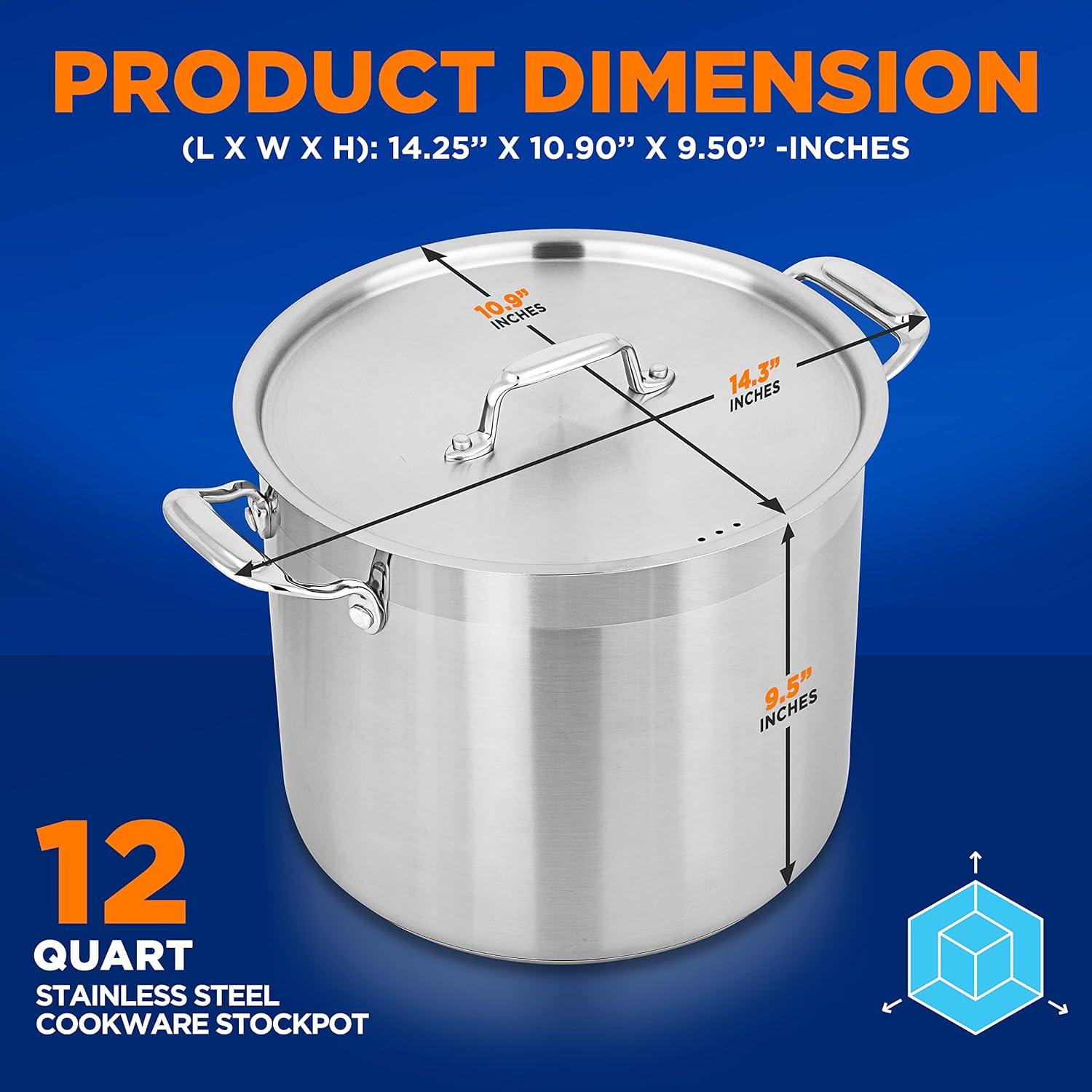 12-Quart Stainless Steel Induction Stockpot with Lid