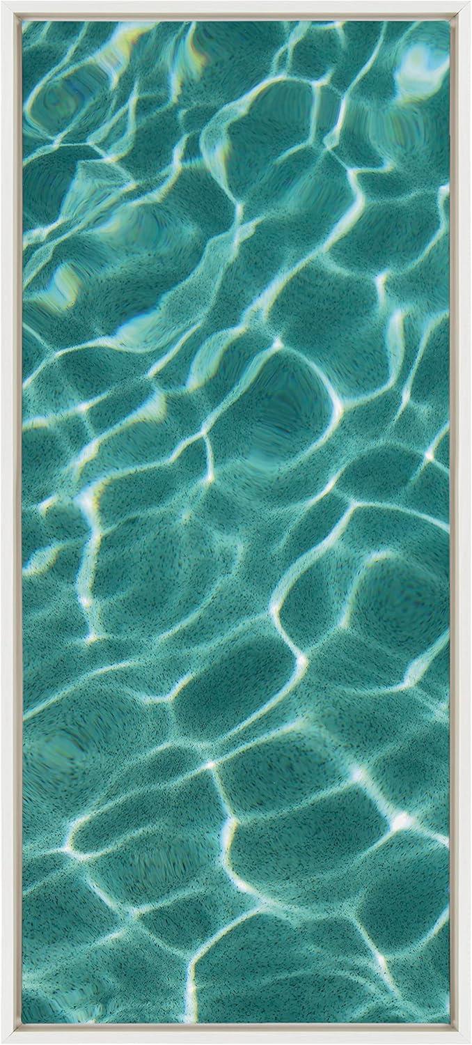 18" x 40" Sylvie Pool Days Framed Canvas by Rachel Bolgov - Kate & Laurel: Nautical Beach Art, Coastal Decor