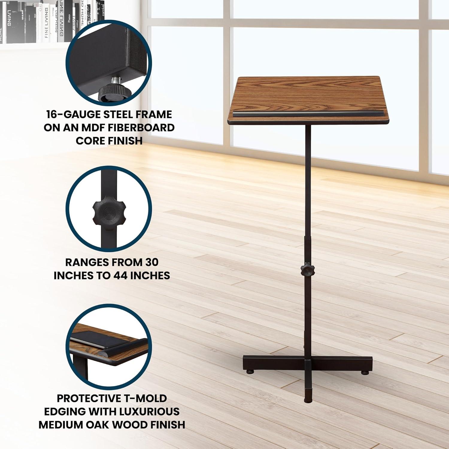 Oklahoma Sound Portable Presentation Adjustable Lectern Stand, Medium Oak