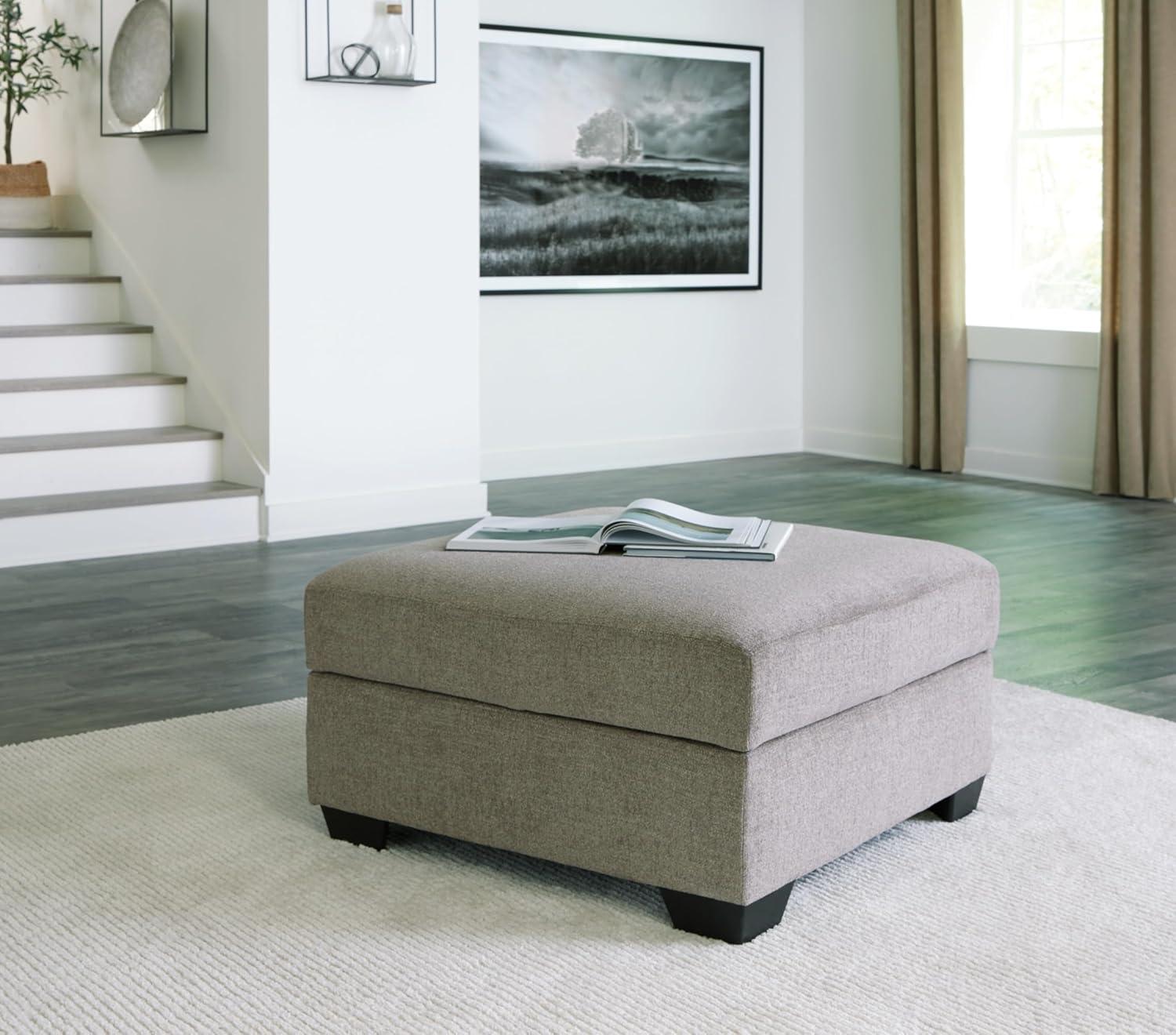 Signature Design by Ashley Creswell Upholstered Ottoman With Storage, Stone Gray