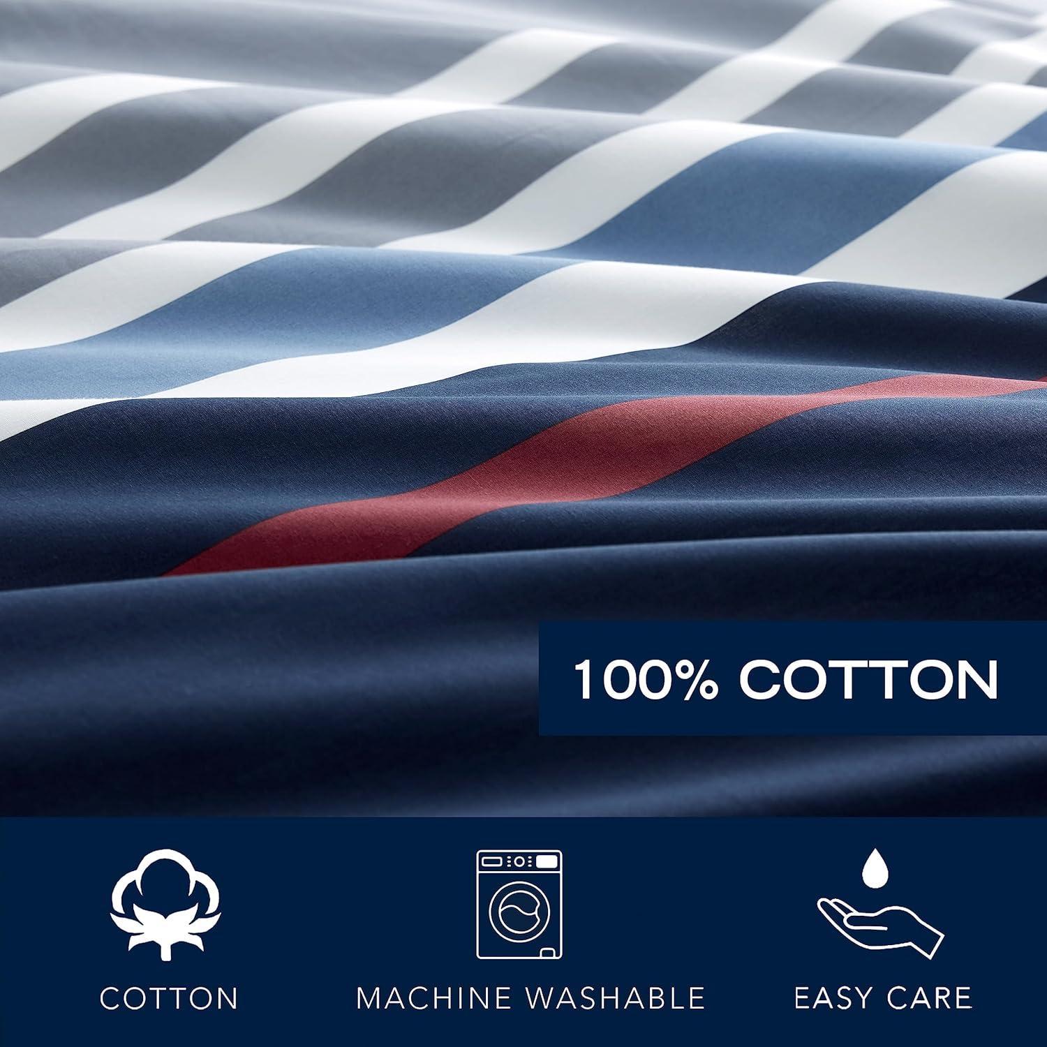 Nautica Bradford Reversible Cotton Navy Comforter Set