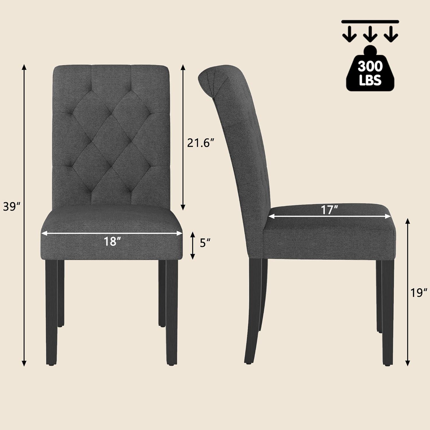 Westice Dining Room Chairs Set of 4 Upholstered Fabric Kitchen Chairs Dining Room Side Chair with Nailhead Trim and Rubber Wood Legs for Small Space Apartment, Light Gray