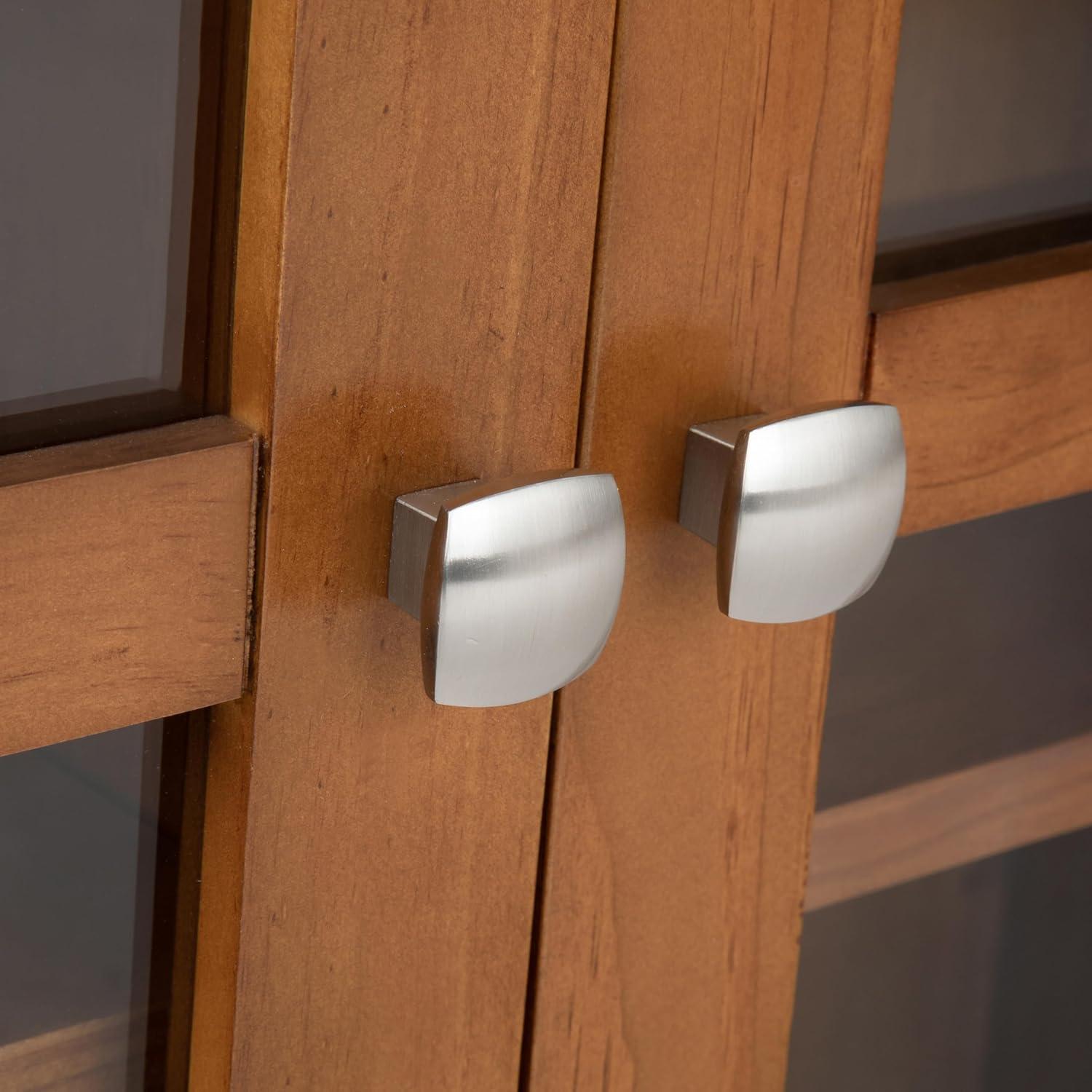 Simpli Home Acadian 36"W Solid Wood 2-Shelf Entryway Storage Cabinet with Glass Doors and 2 Drawers