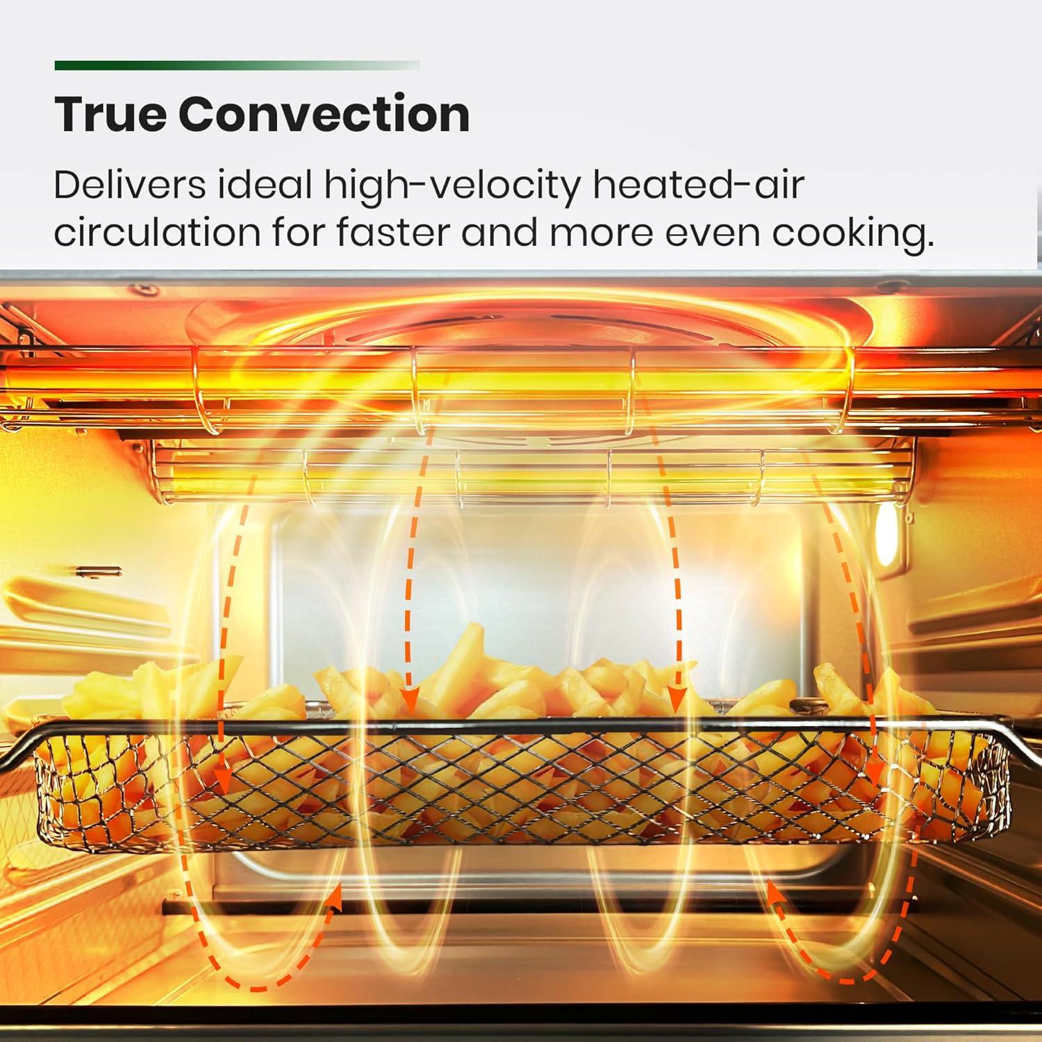 VAL CUCINA Infrared Heating Air Fryer Toaster Oven, Extra Large Countertop Convection Oven 10-in-1 Combo, 6-Slice Toast, Enamel Baking Pan Easy Clean with Recipe Book, Brushed Stainless Steel Finish