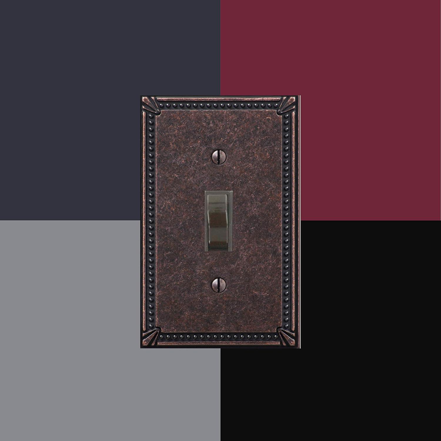 Amerelle 74RAZ Imperial Bead Wallplate, 1 Rocker, Cast Metal, Tumbled Aged Bronze, 1-Pack