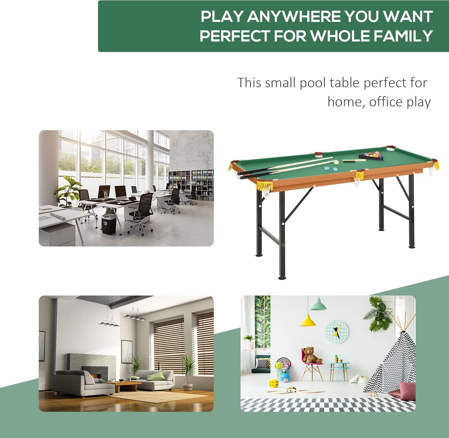 Green 55'' Portable Folding Billiards Table with Accessories