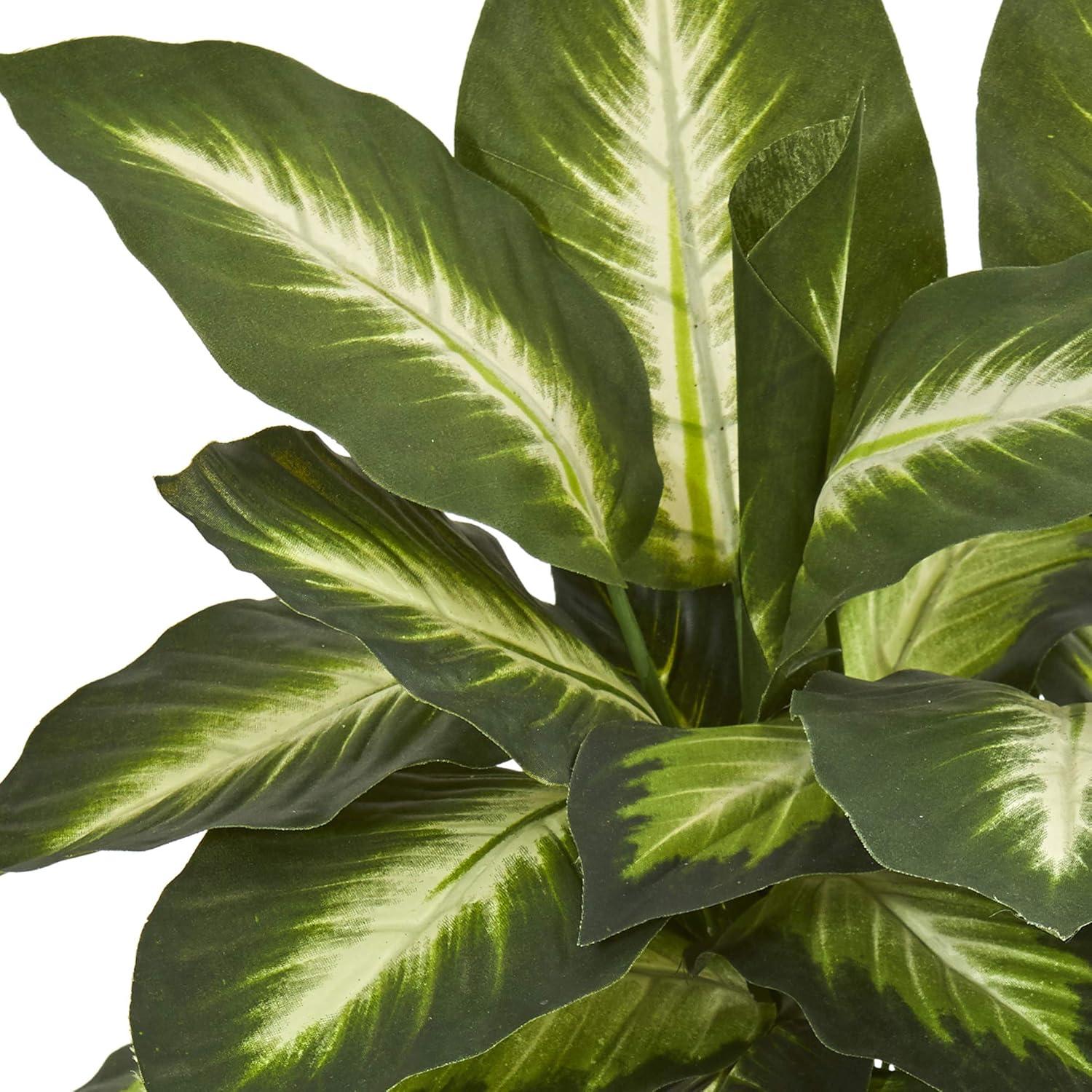 22.5" Green Dieffenbachia Artificial Plant in Ceramic Planter