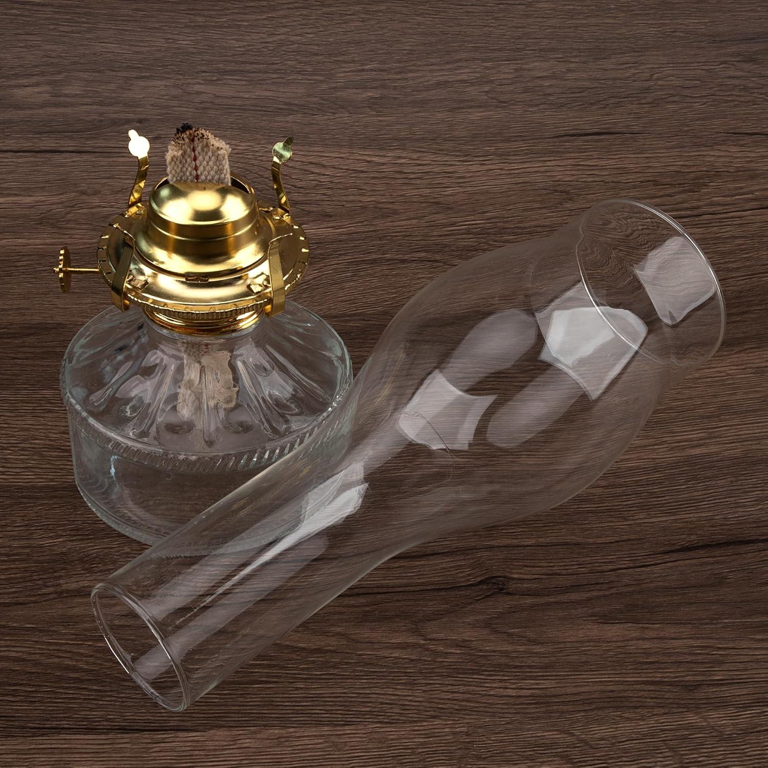 Clear Glass Oil Lamp Chimney Replacement Shade, 3 Inch Base