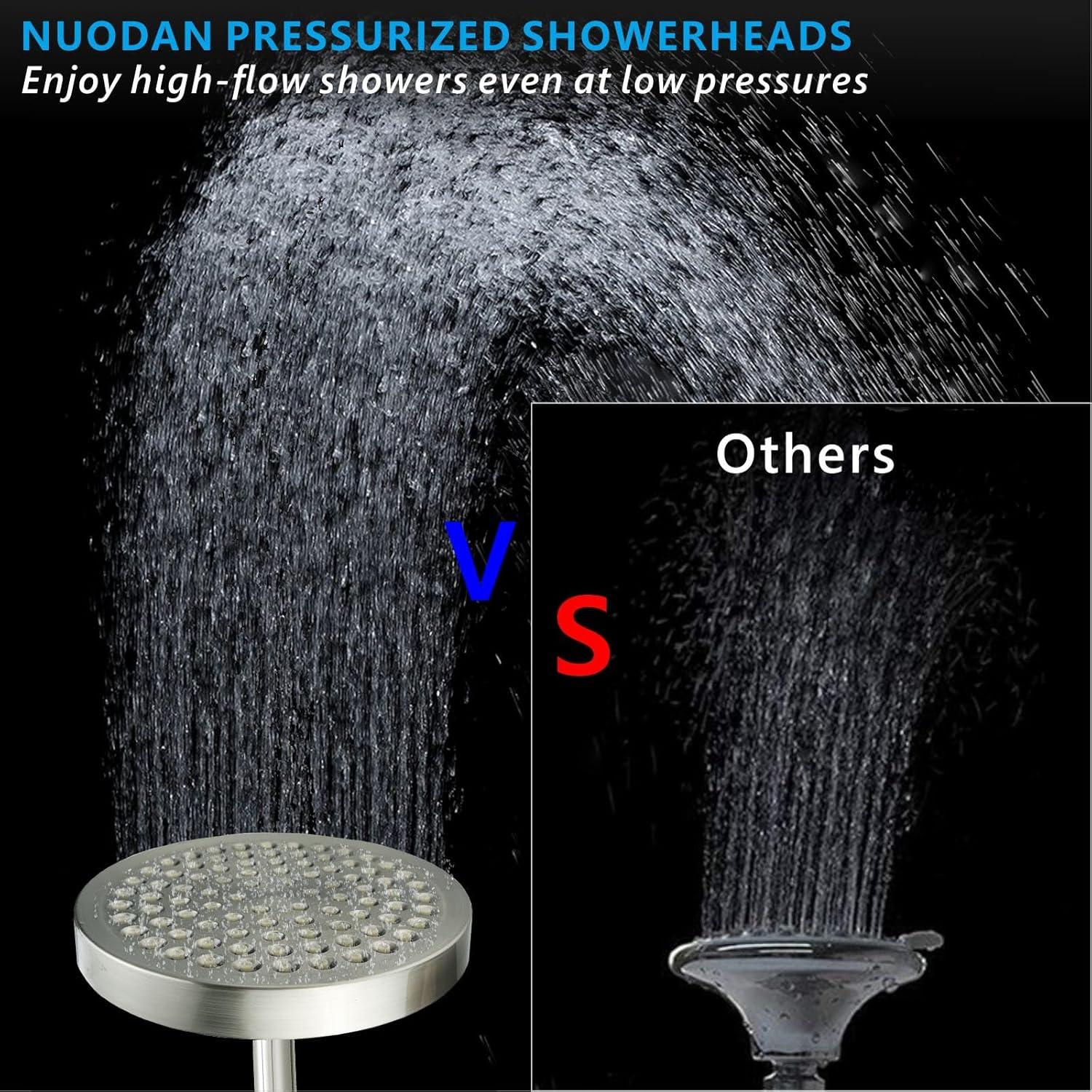 Brushed Nickel High Pressure Rain Shower Head with Arm