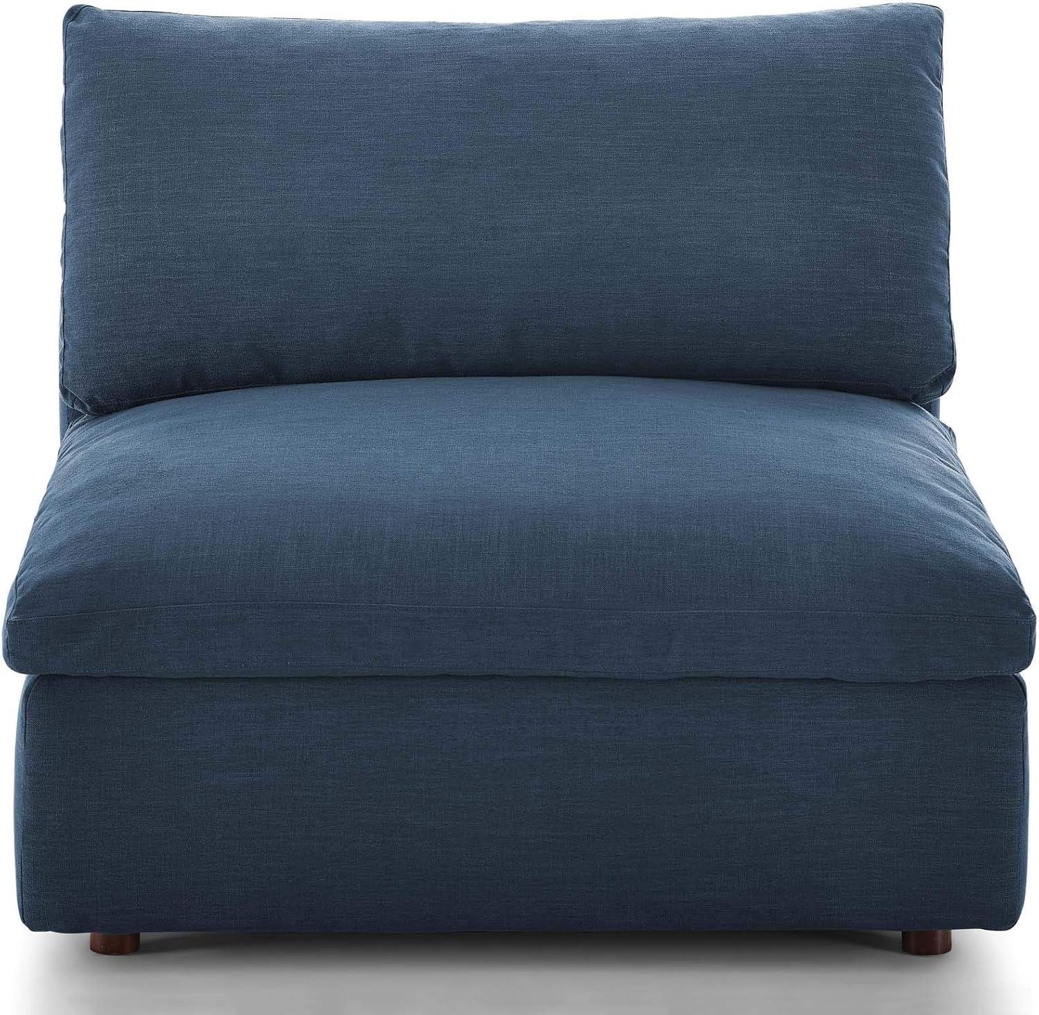Modway Commix Down-Filled Overstuffed Upholstered Sectional Sofa Armless Chair in Azure