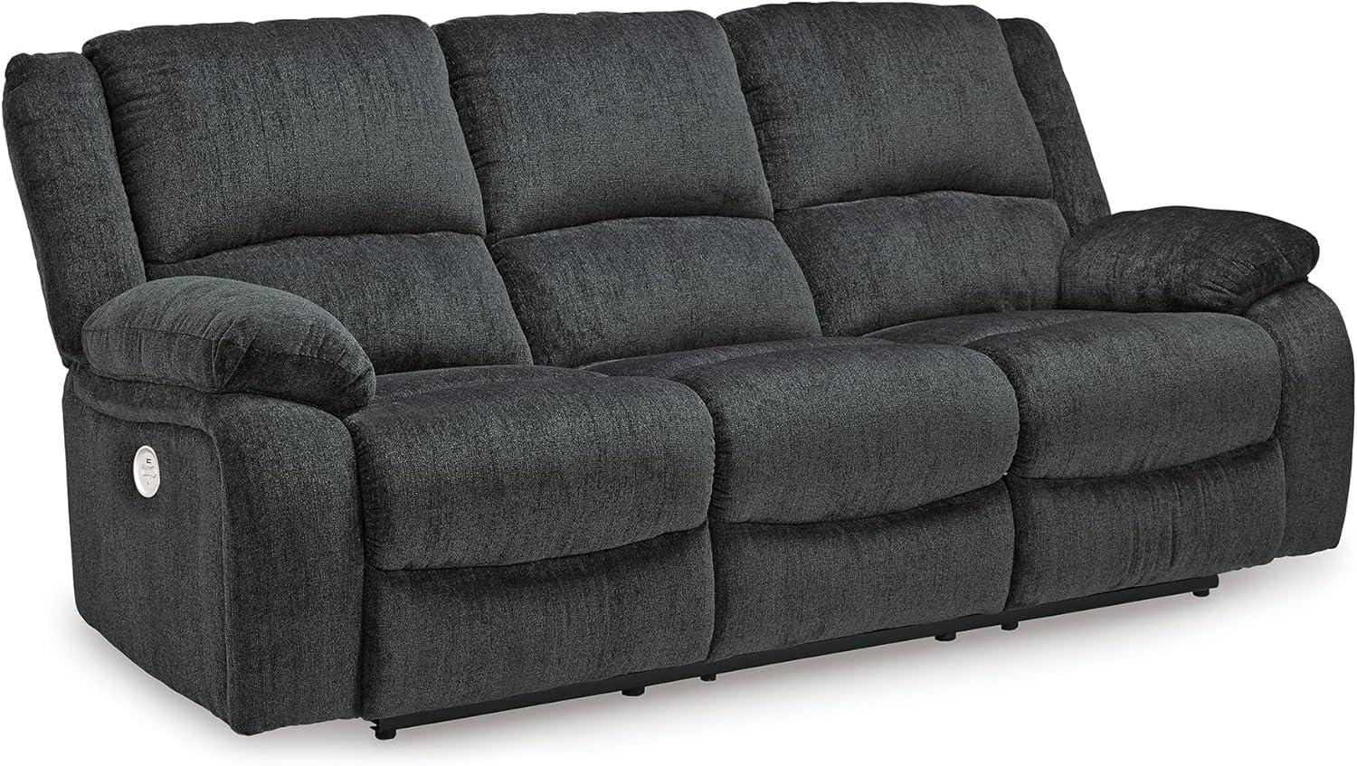 Signature Design by Ashley Draycoll Reclining Loveseat with Console in Pewter