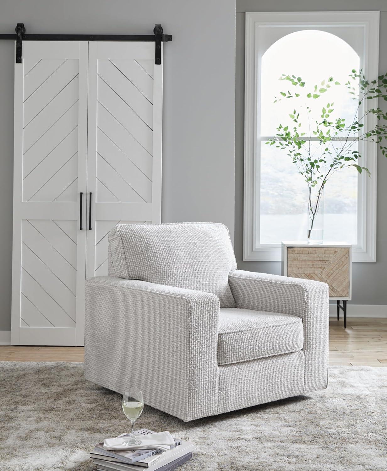 Olwenburg Taupe Polyester Swivel Accent Chair