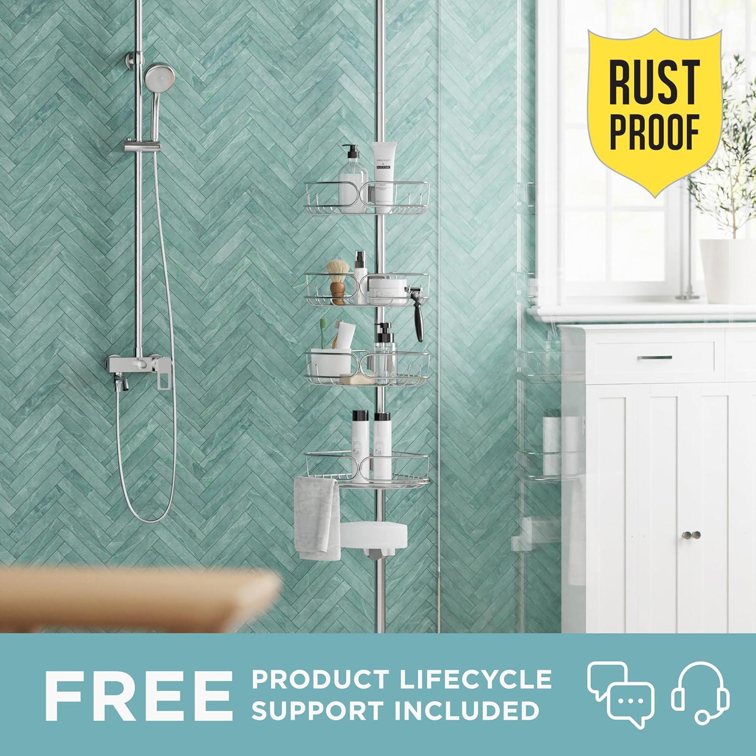 Rebrilliant Gare Tension Pole Stainless Steel Shower Caddy