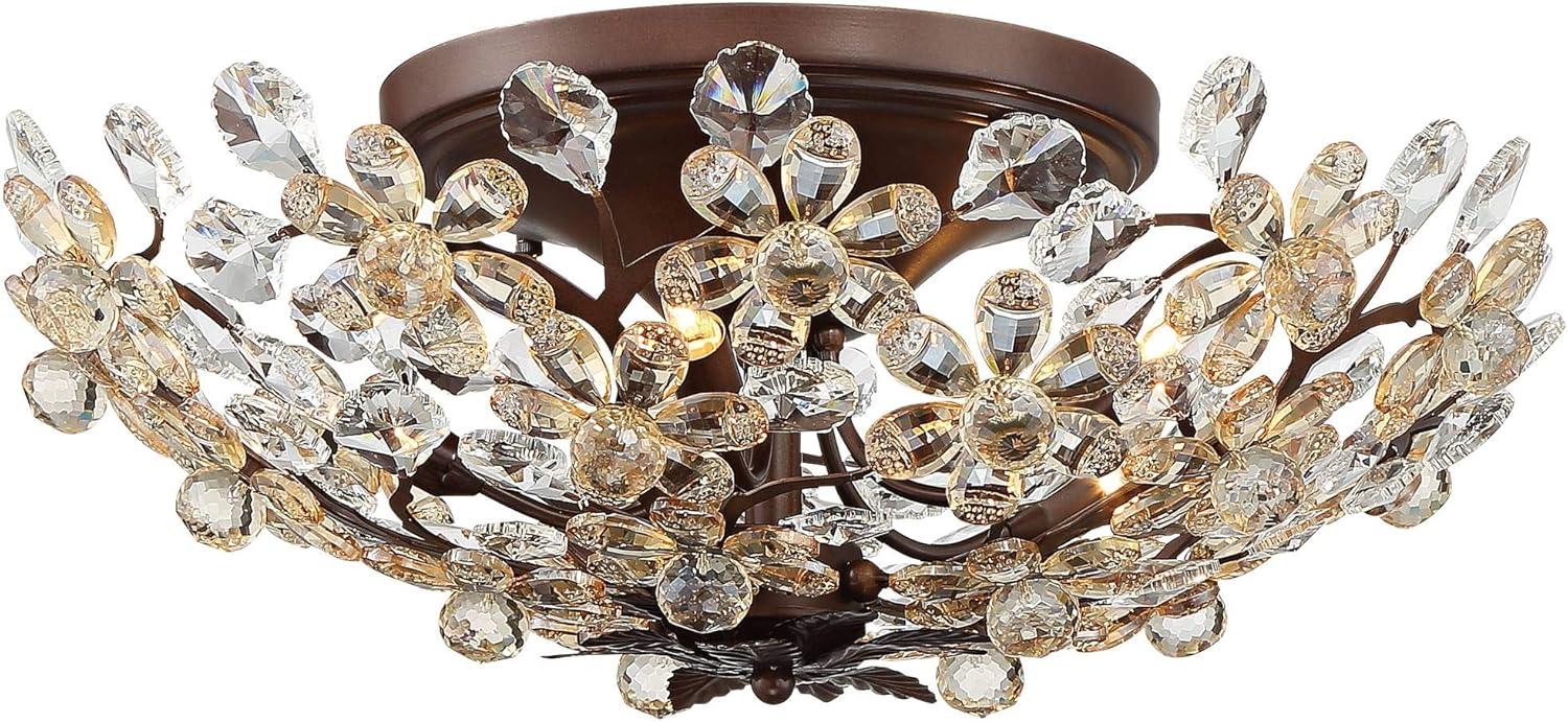 Vienna Full Spectrum Blooms Vintage Ceiling Light Semi Flush Mount Fixture 21" Wide Weathered Brown 5-Light for Bedroom Kitchen Living Room Hallway