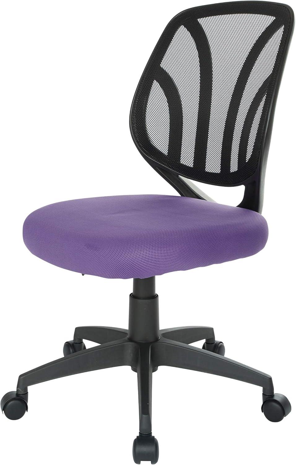 Office Star Products Screen Back Armless Task Chair with Purple Mesh and Dual Wheel Carpet Casters