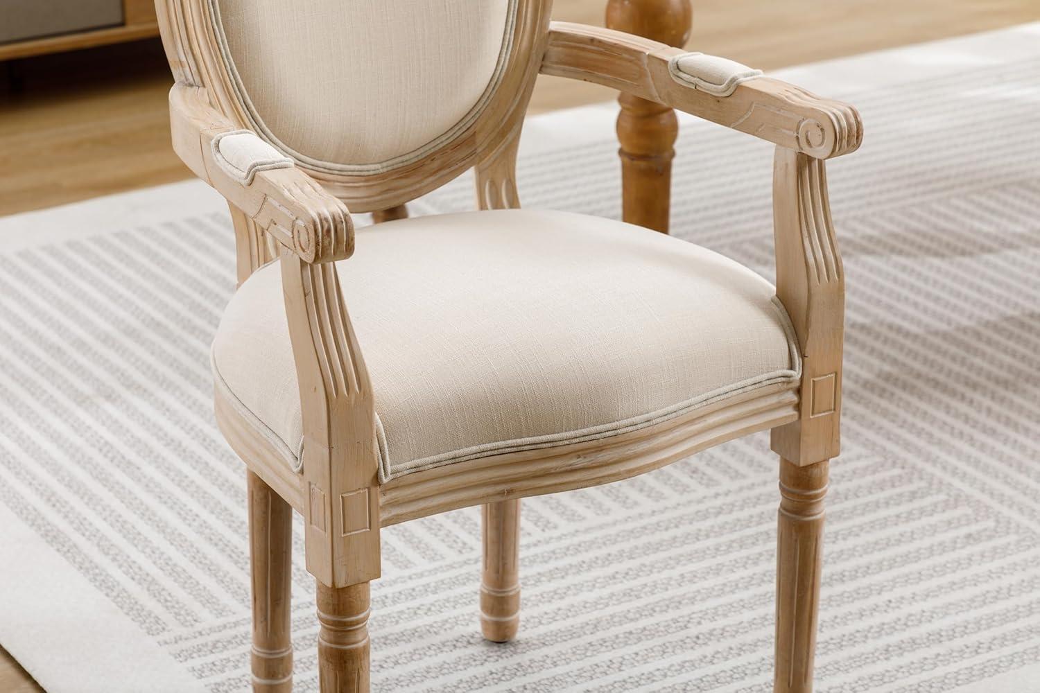 Miekor Furniture French Style Solid Wood Dining Chair,Set of 2,Cream W4US3549