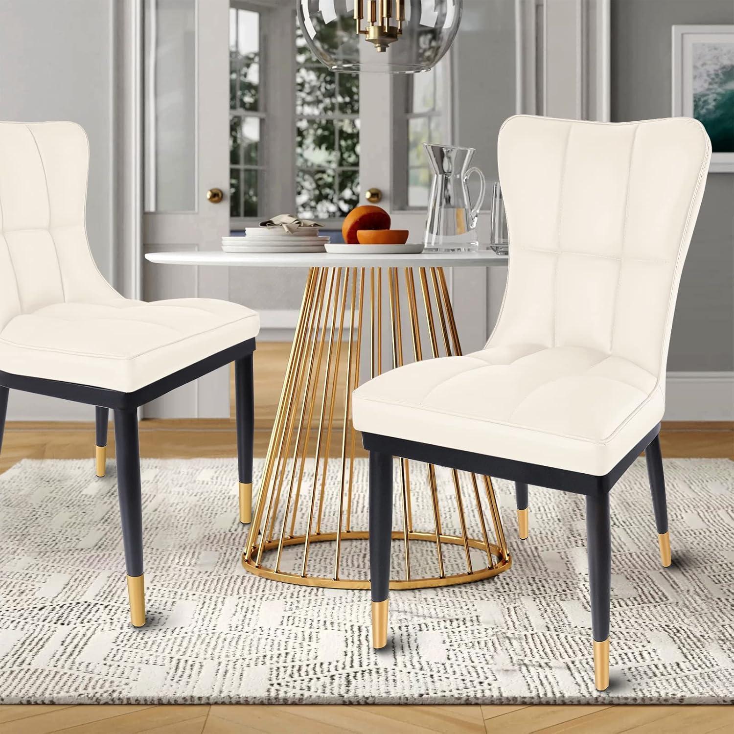 White Faux Leather High-Back Parsons Side Chair Set