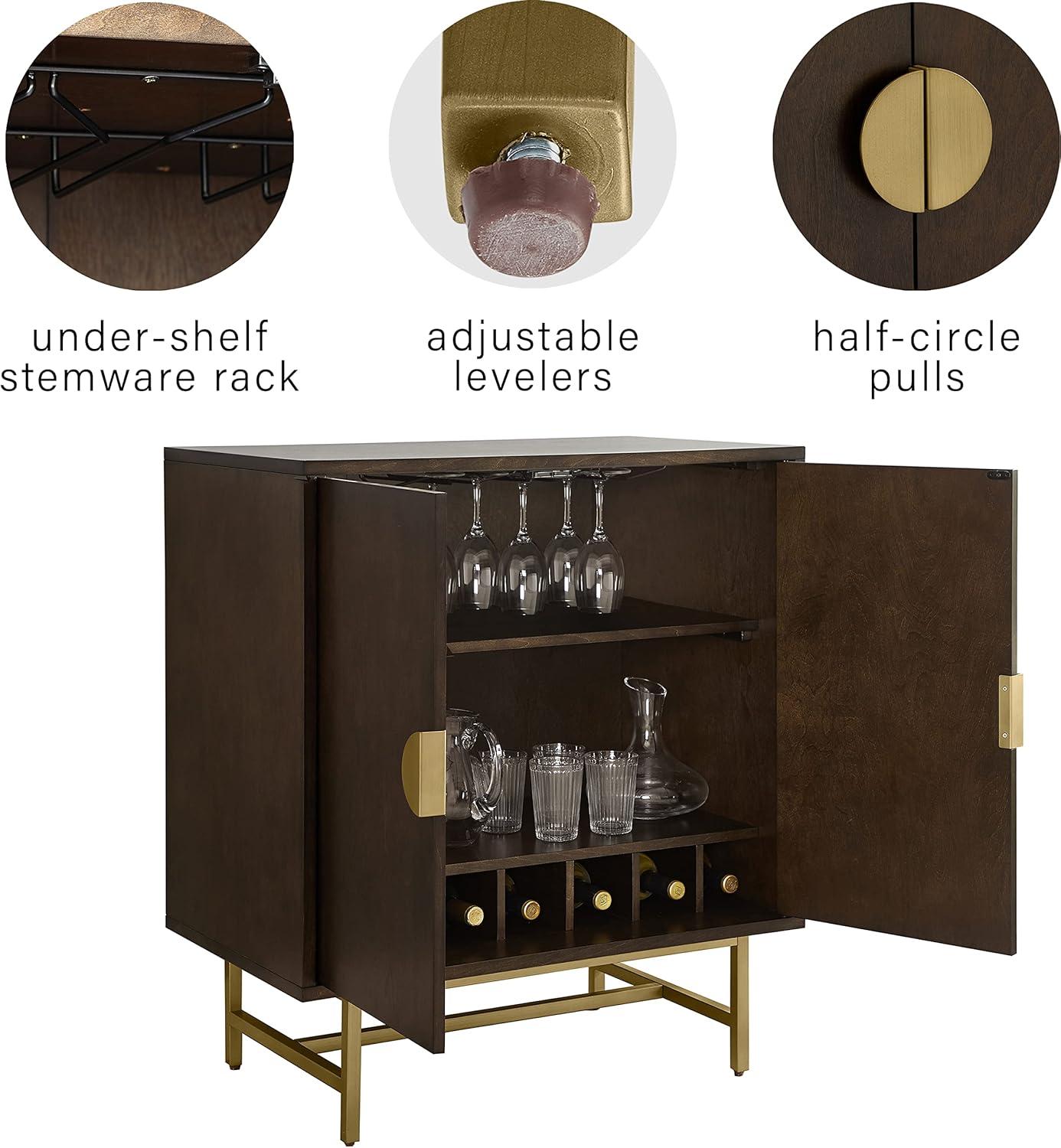 Blair Bar Cabinet Dark Brown/Gold - Crosley