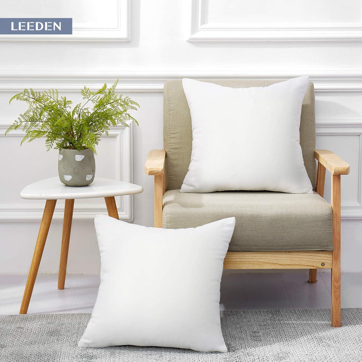 Leeden 20 x 20 White Cotton Plush Throw Pillow Inserts, Set of 2