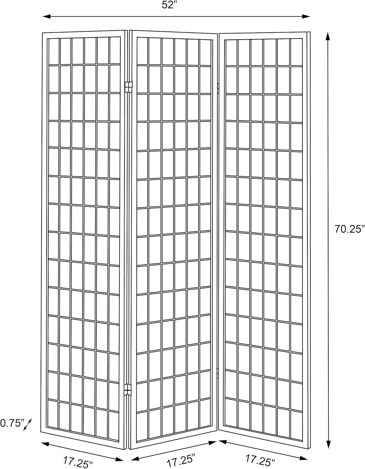 Gold and White 3-Panel Shoji Folding Room Divider