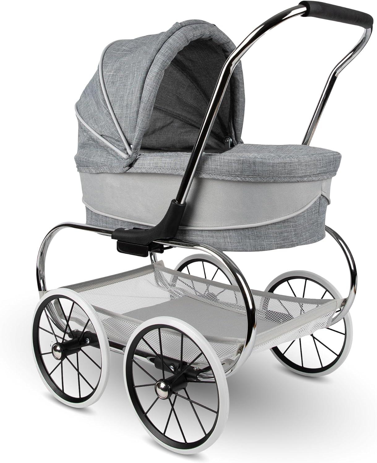 Valco Baby Princess Doll Stroller, High Quality Toy Stroller for Toddlers & Children, Excellent Holiday Gift for Realistic Pretend Play - Grey