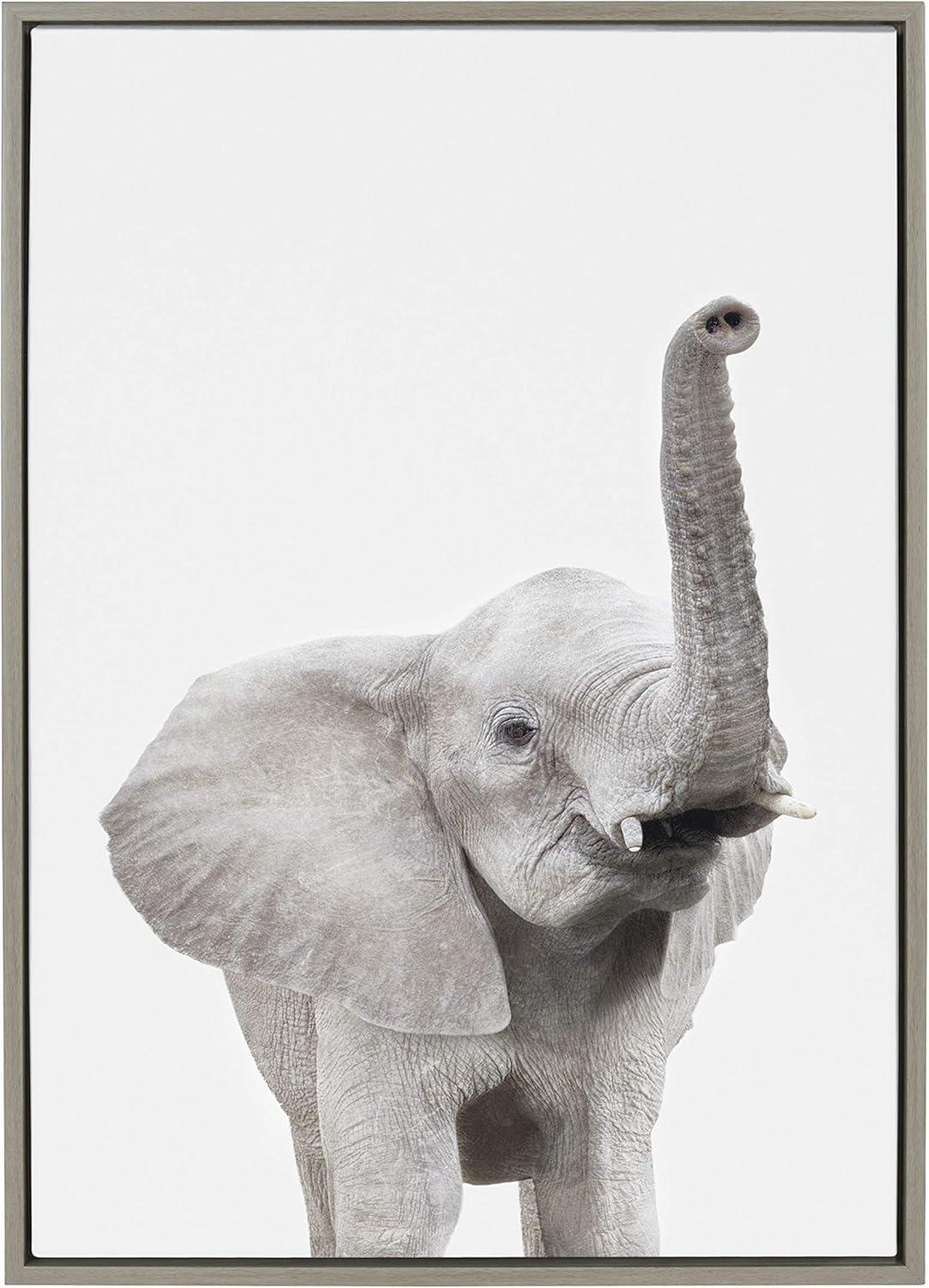 23" x 33" Sylvie Young Elephant Framed Canvas by Amy Peterson: Modern Wall Art Decor - Kate & Laurel All Things Decor